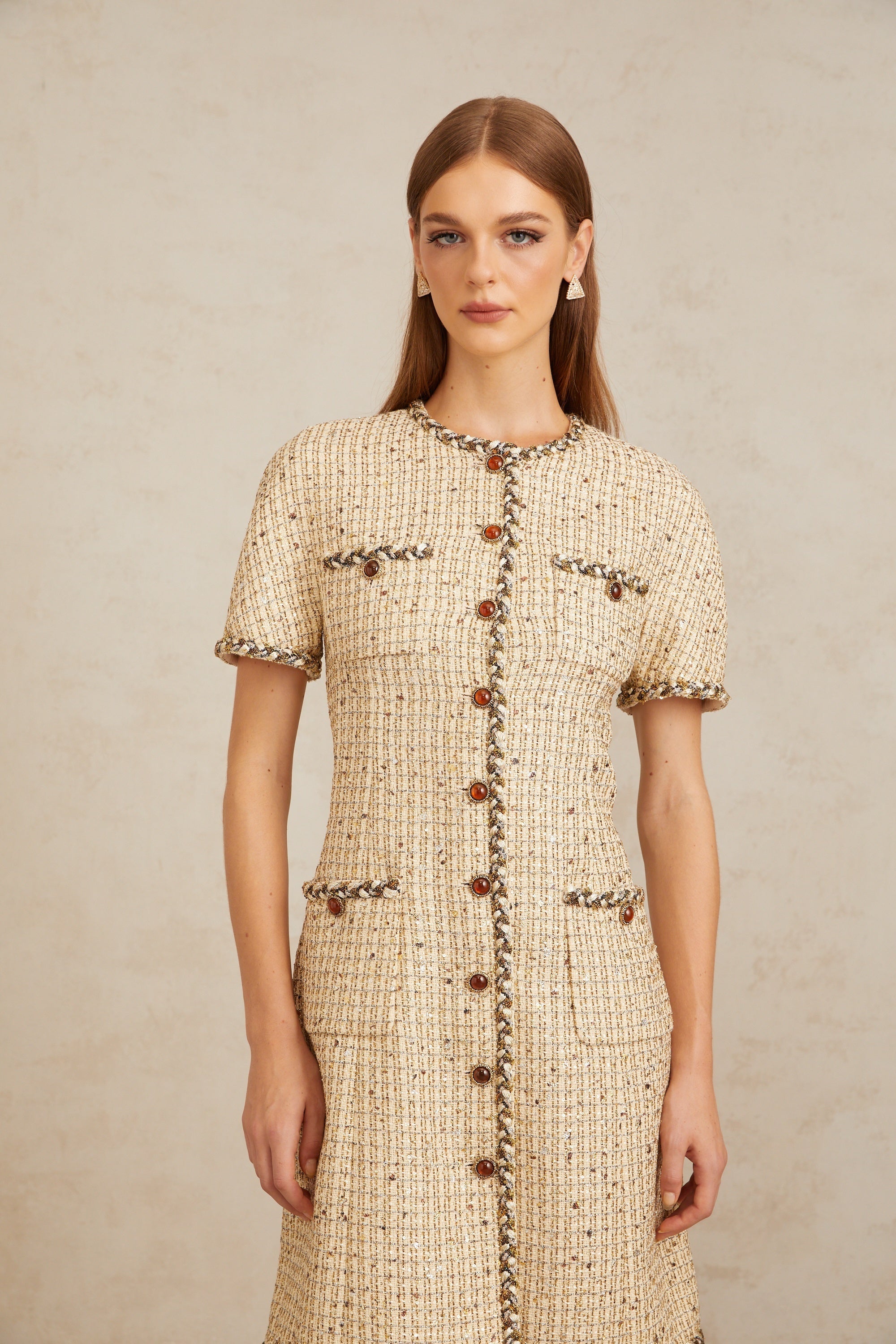 Énergie Neutral A-Line Tweed Mini Dress (Final Sale)