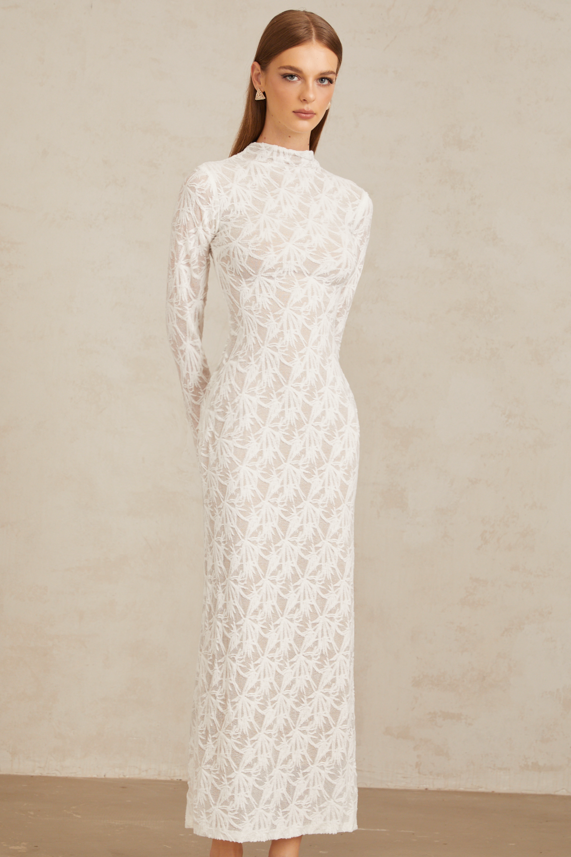 Xavière White Floral Crochet Knit Maxi Dress (Final Sale)