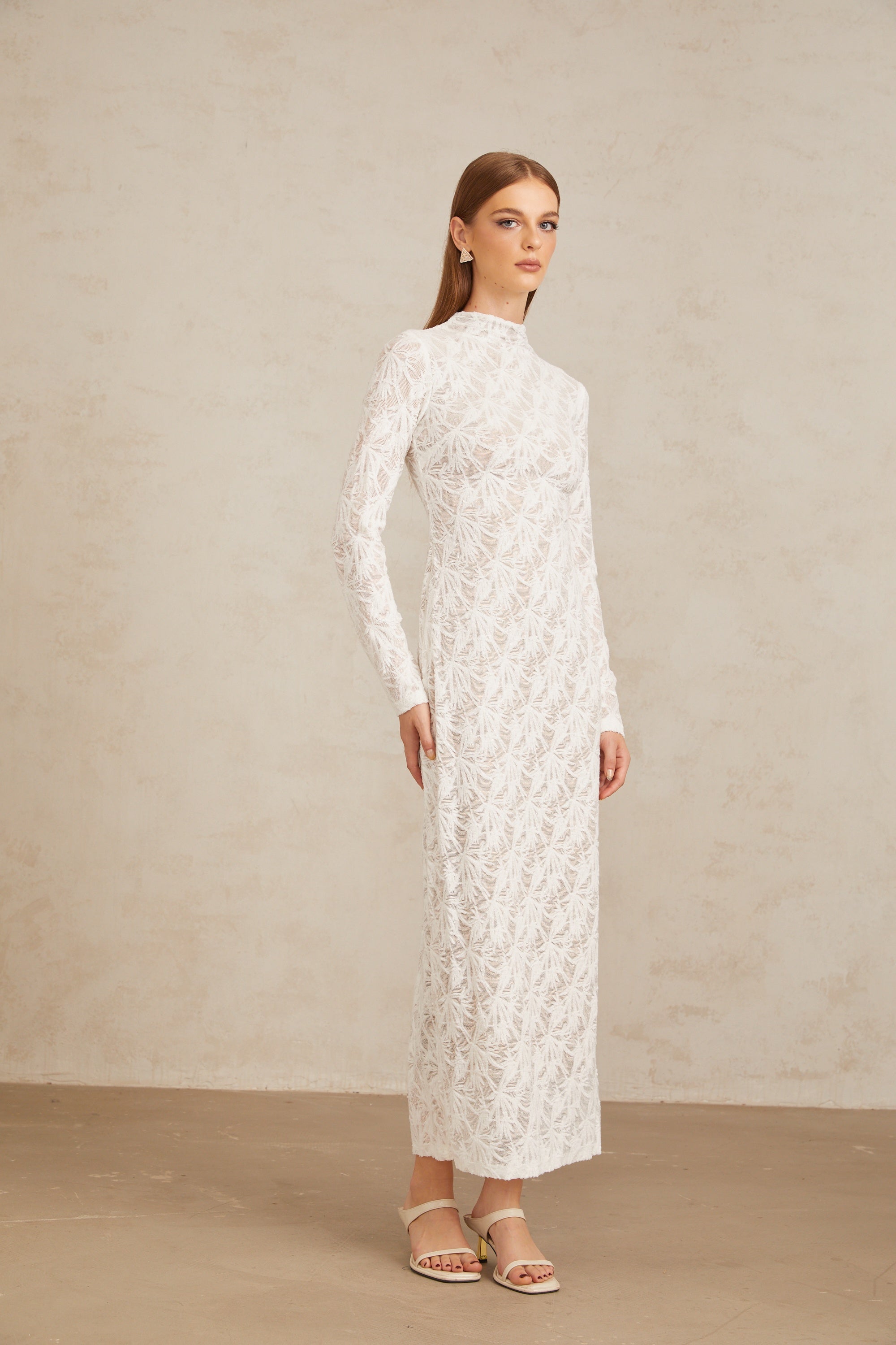 Xavière White Floral Crochet Knit Maxi Dress (Final Sale)