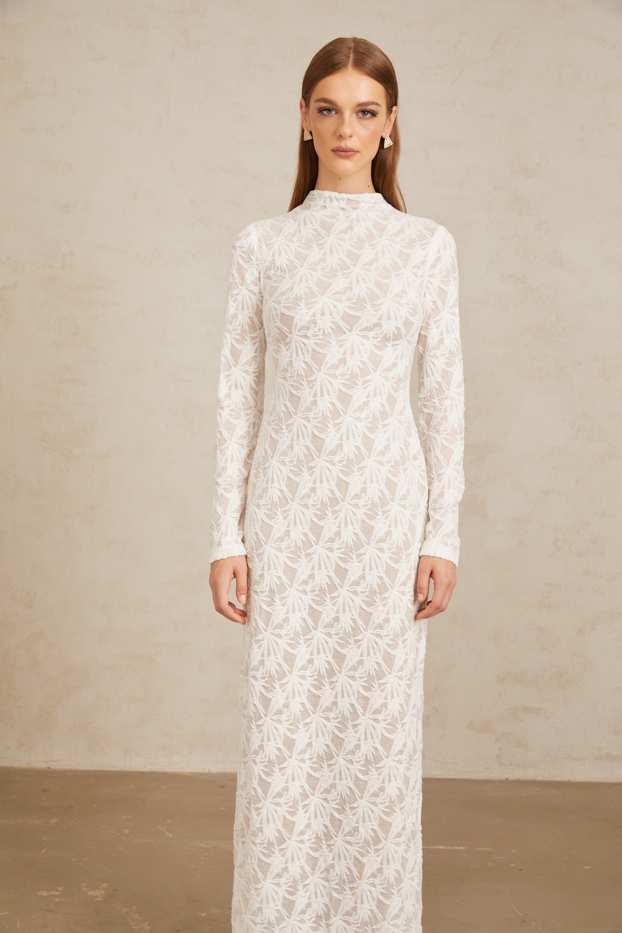 Xavière White Floral Crochet Knit Maxi Dress (Final Sale)