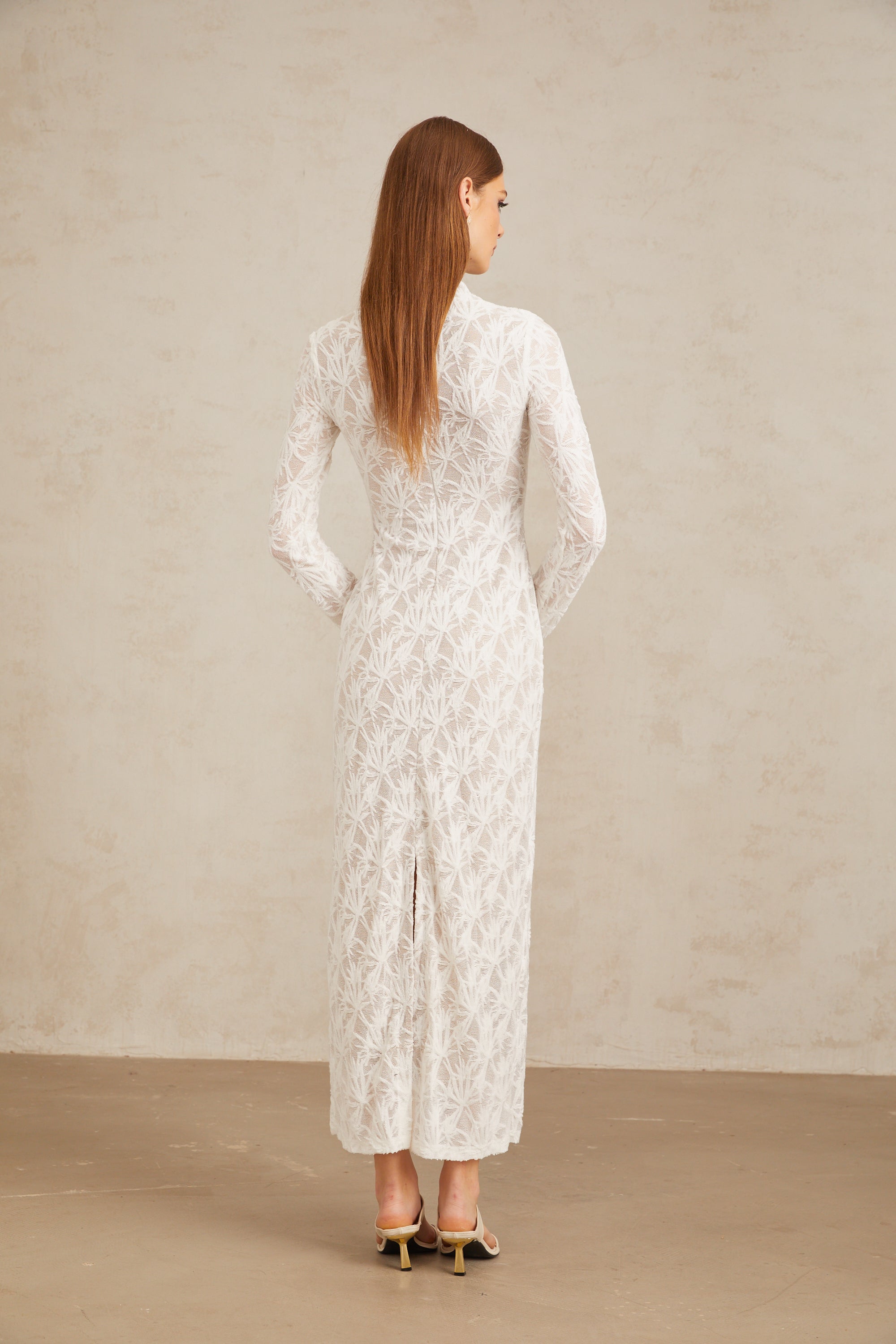Xavière White Floral Crochet Knit Maxi Dress