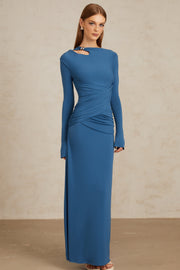 Daneysha Royal Blue Ruched Maxi Gown