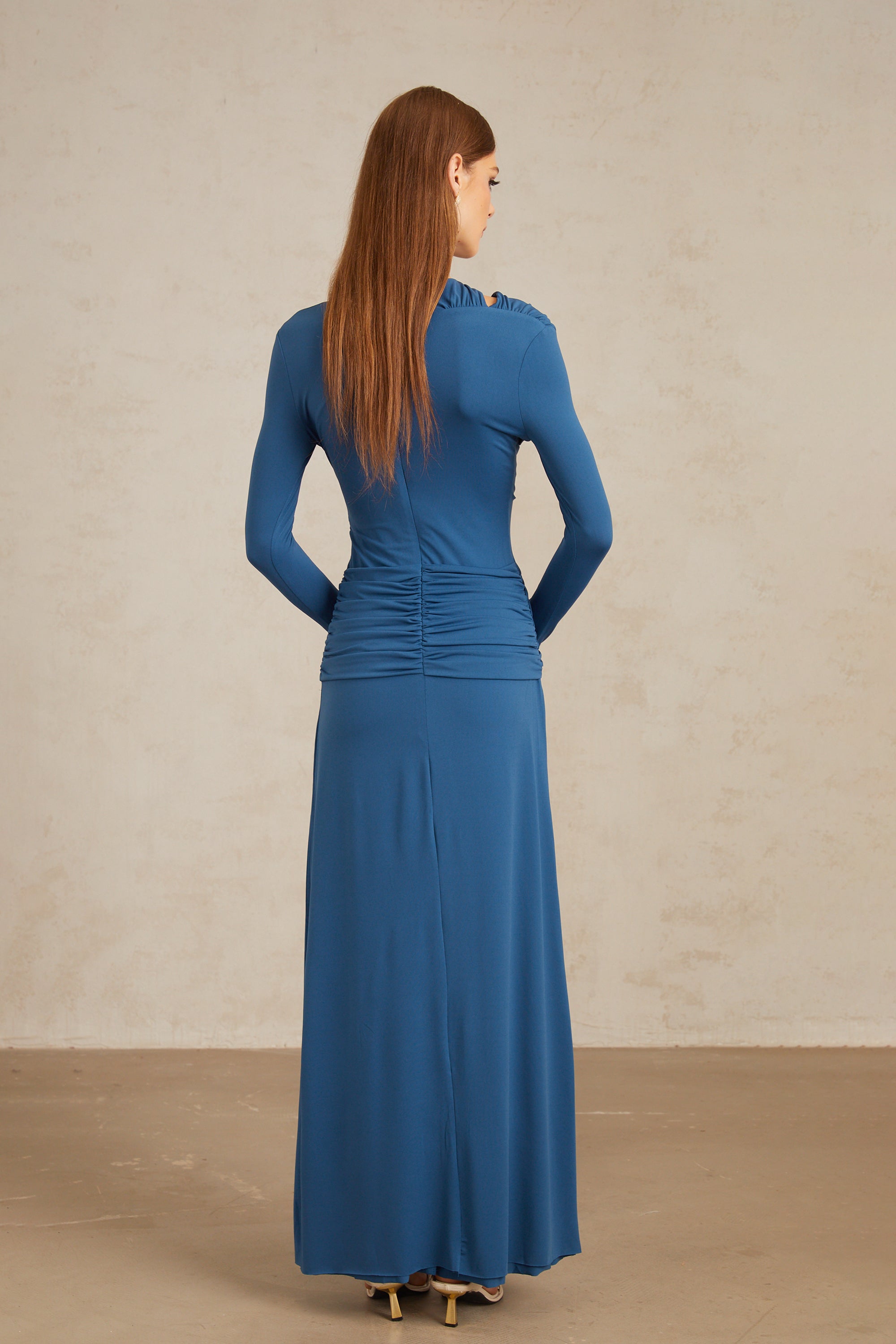 Daneysha Royal Blue Ruched Maxi Gown
