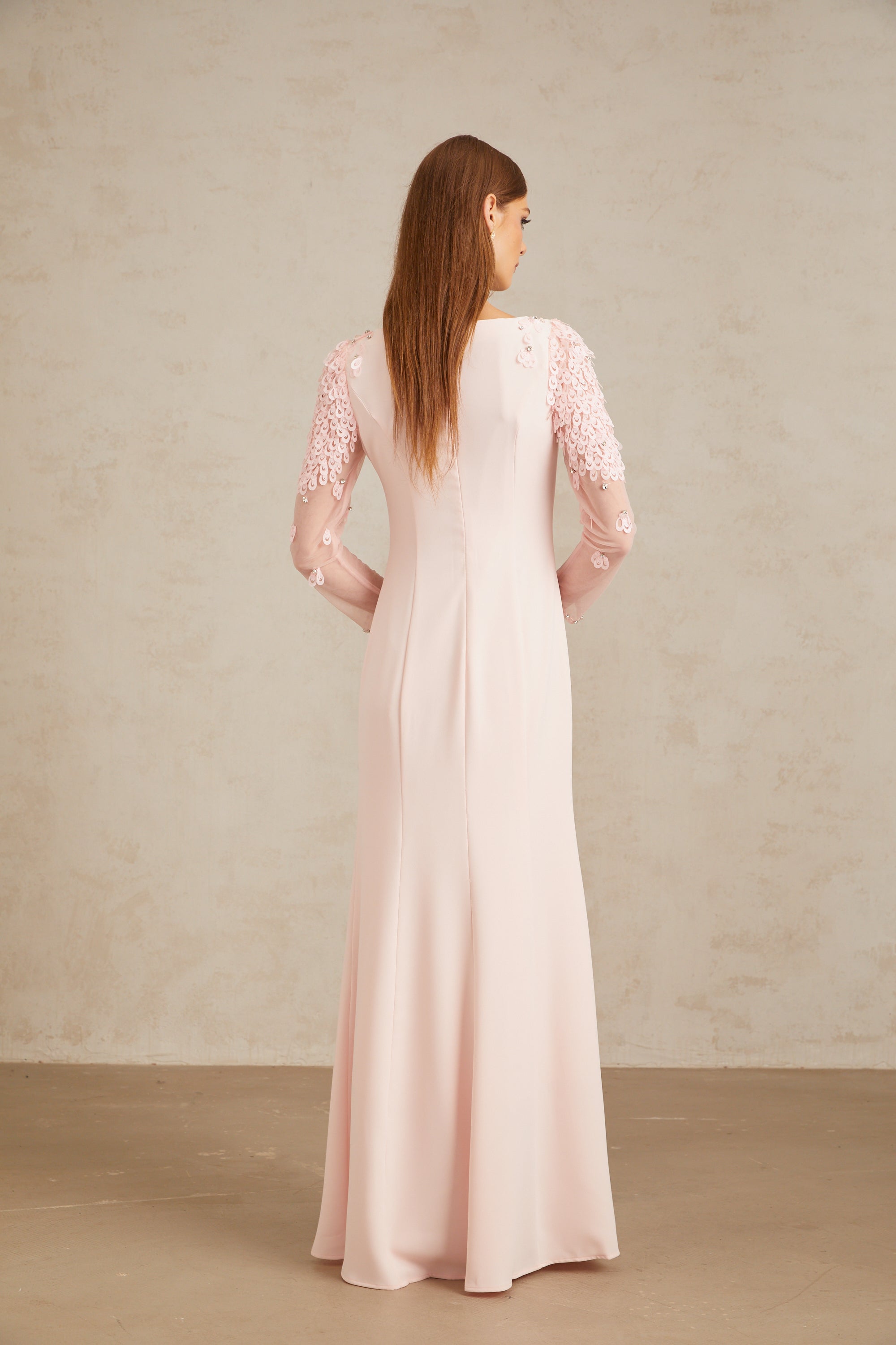 Gunnel Pink Flared Embellished Maxi Gown (Final Sale-US Only)