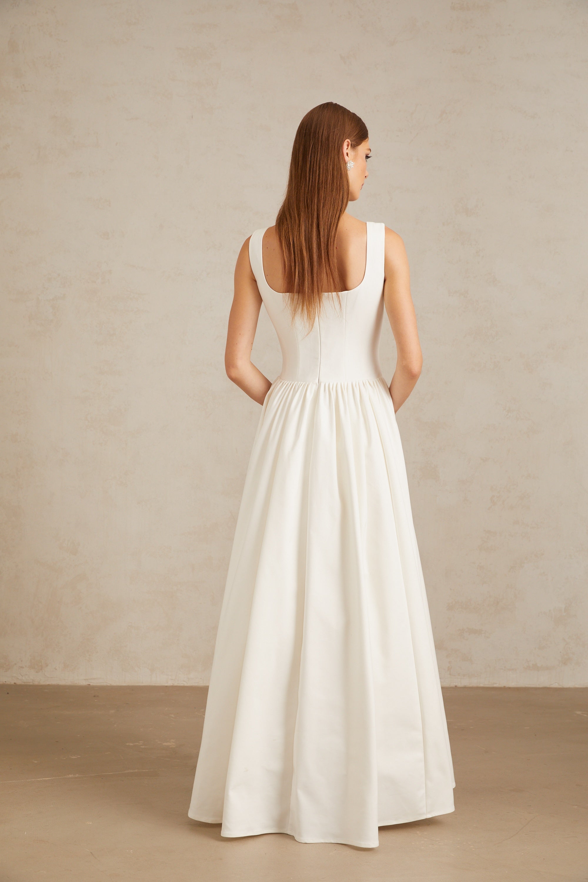 Sadie White Pleated Corset Maxi Gown