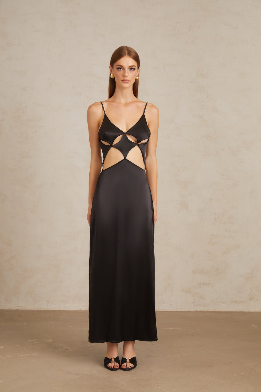 Noire Black Tie-Detail Cutout Maxi Gown (Final Sale)