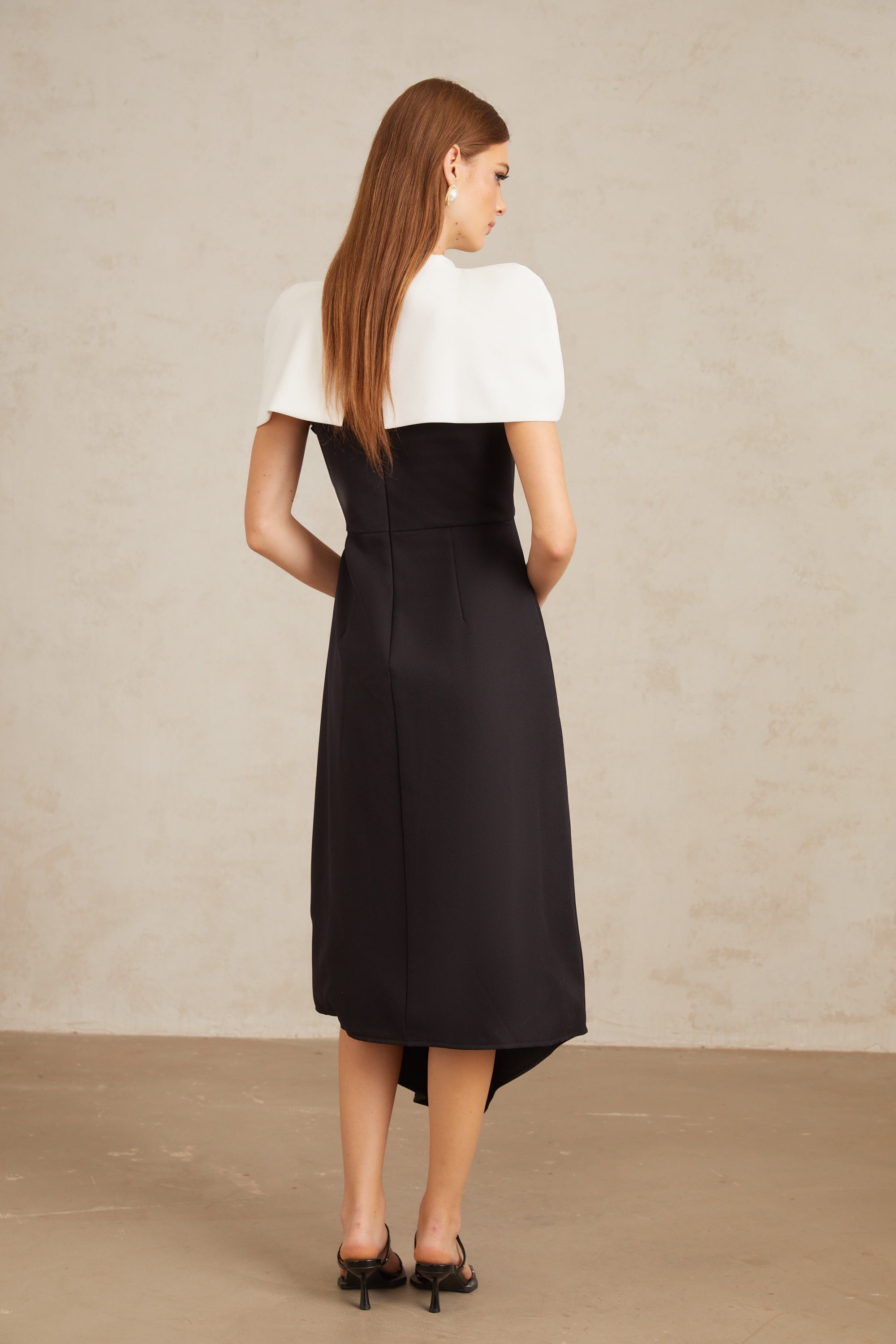 Fabienne Color Block Midi Dress with Shawl Detail (Final Sale-US Only)