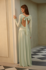 Campagne Green Open-Back Shirred Maxi Dress (Final Sale-US Only)