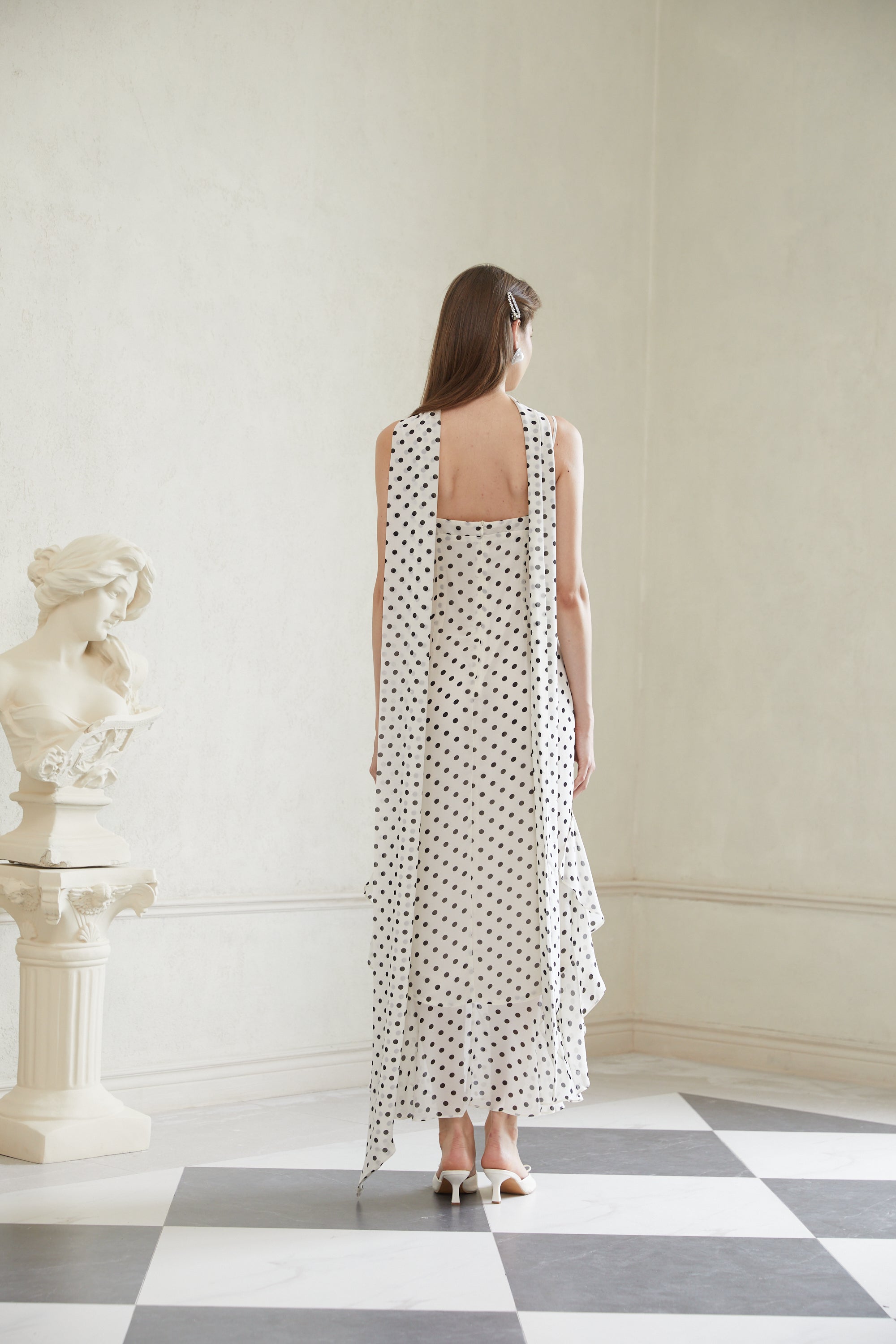 Rhea White Polka Dot Ruffled Maxi Dress