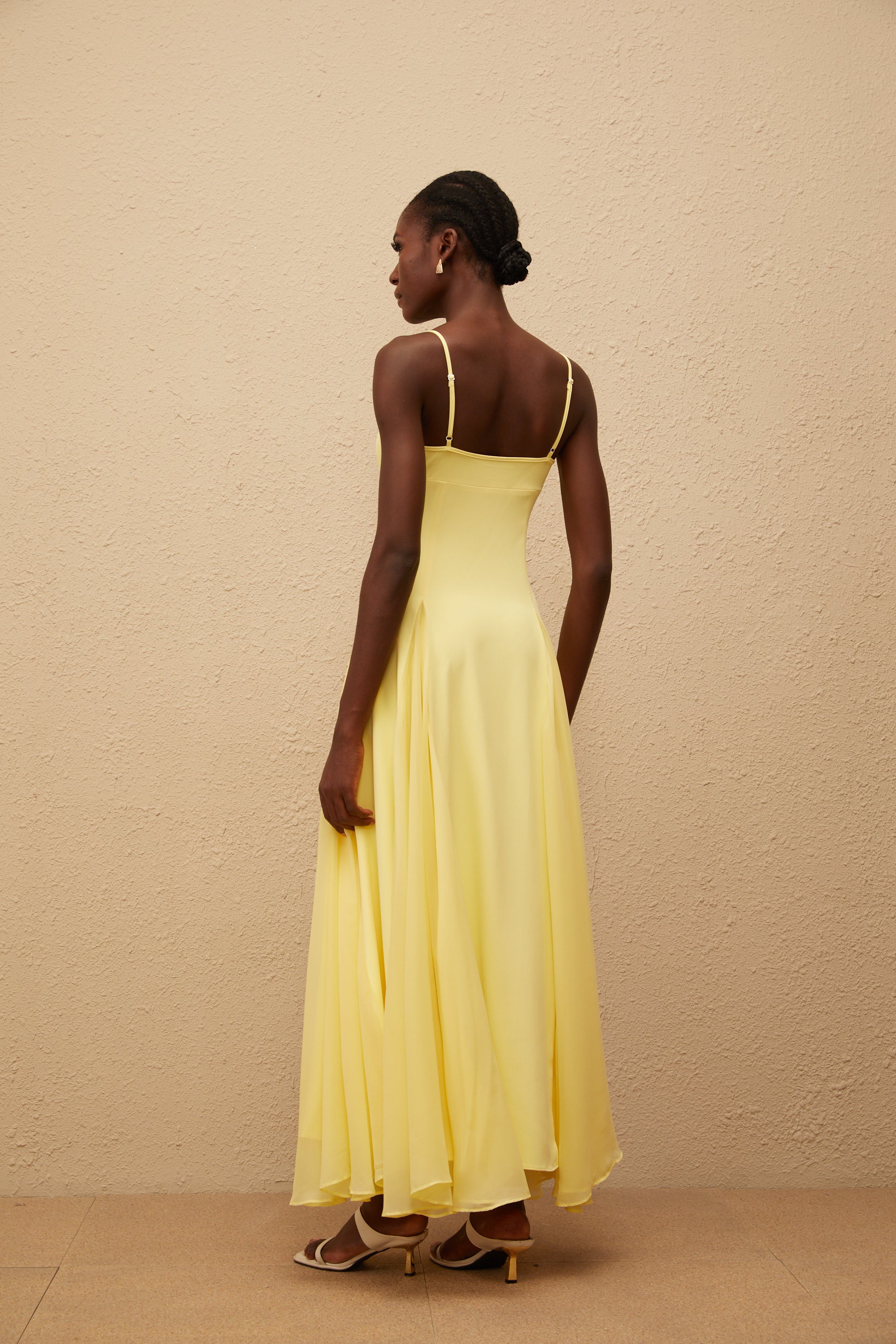 Sofie Yellow Pleated Maxi Dress
