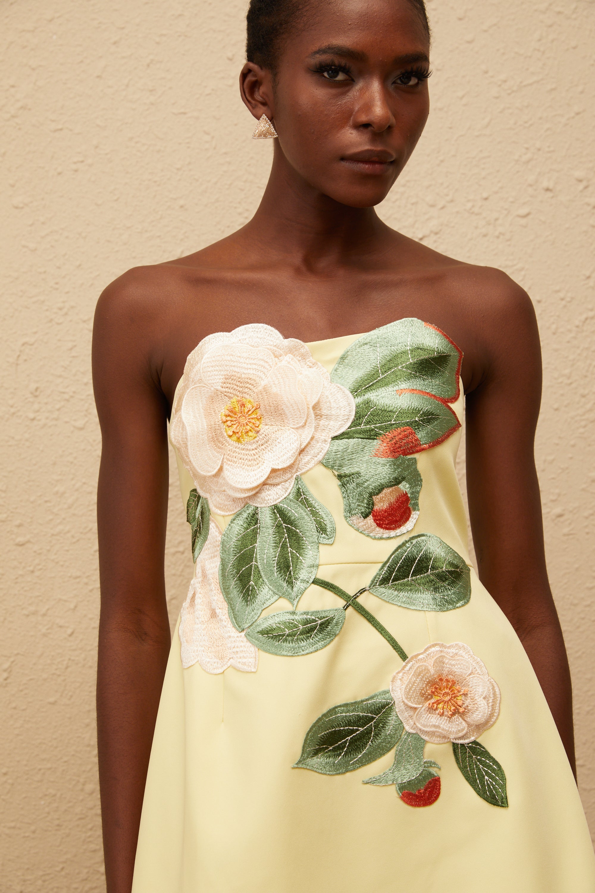 Abigail Yellow Floral Embroidered Mini Dress (Final Sale-US Only)