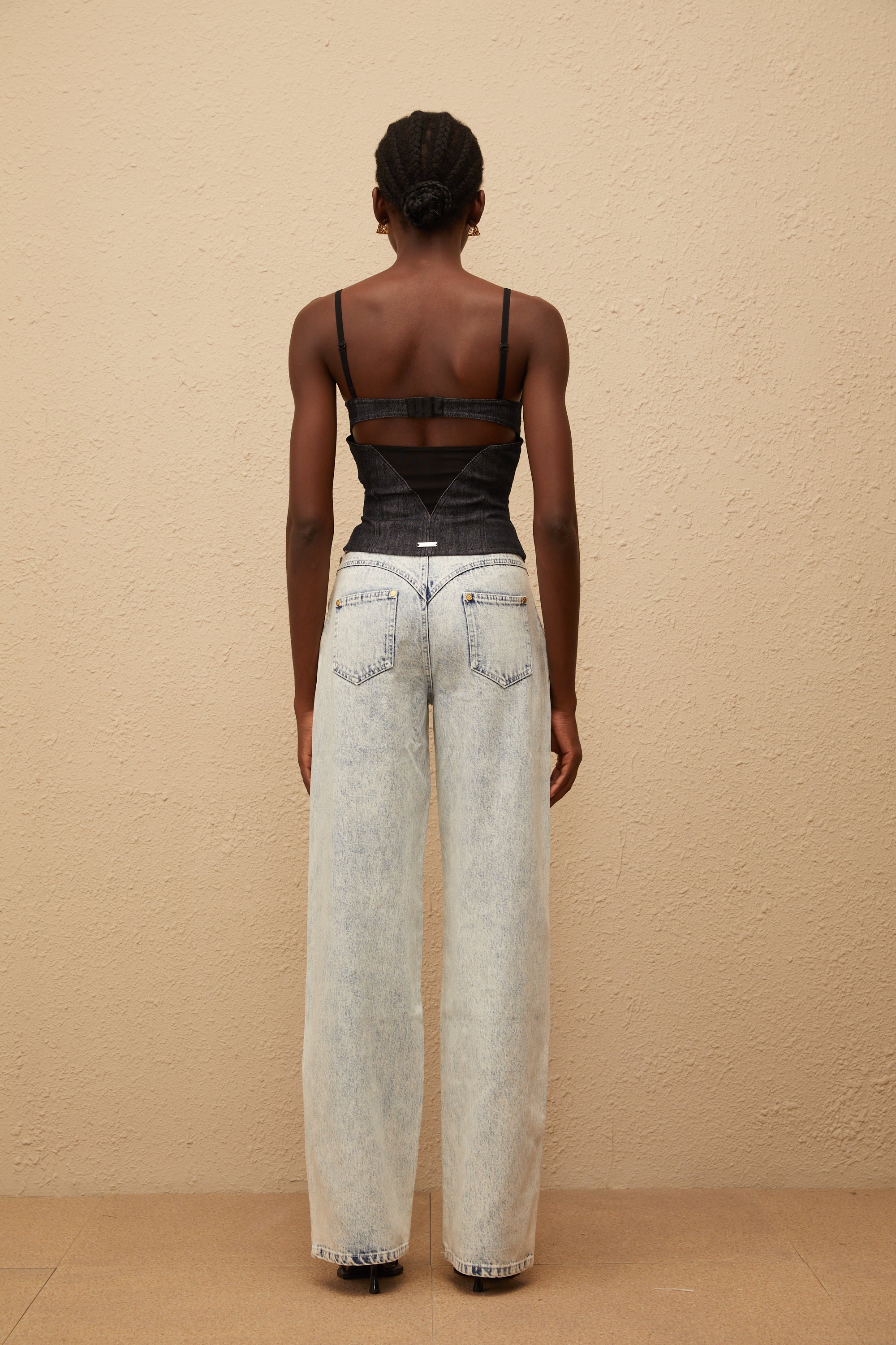 Veera Indigo Blue Bustier Denim Top