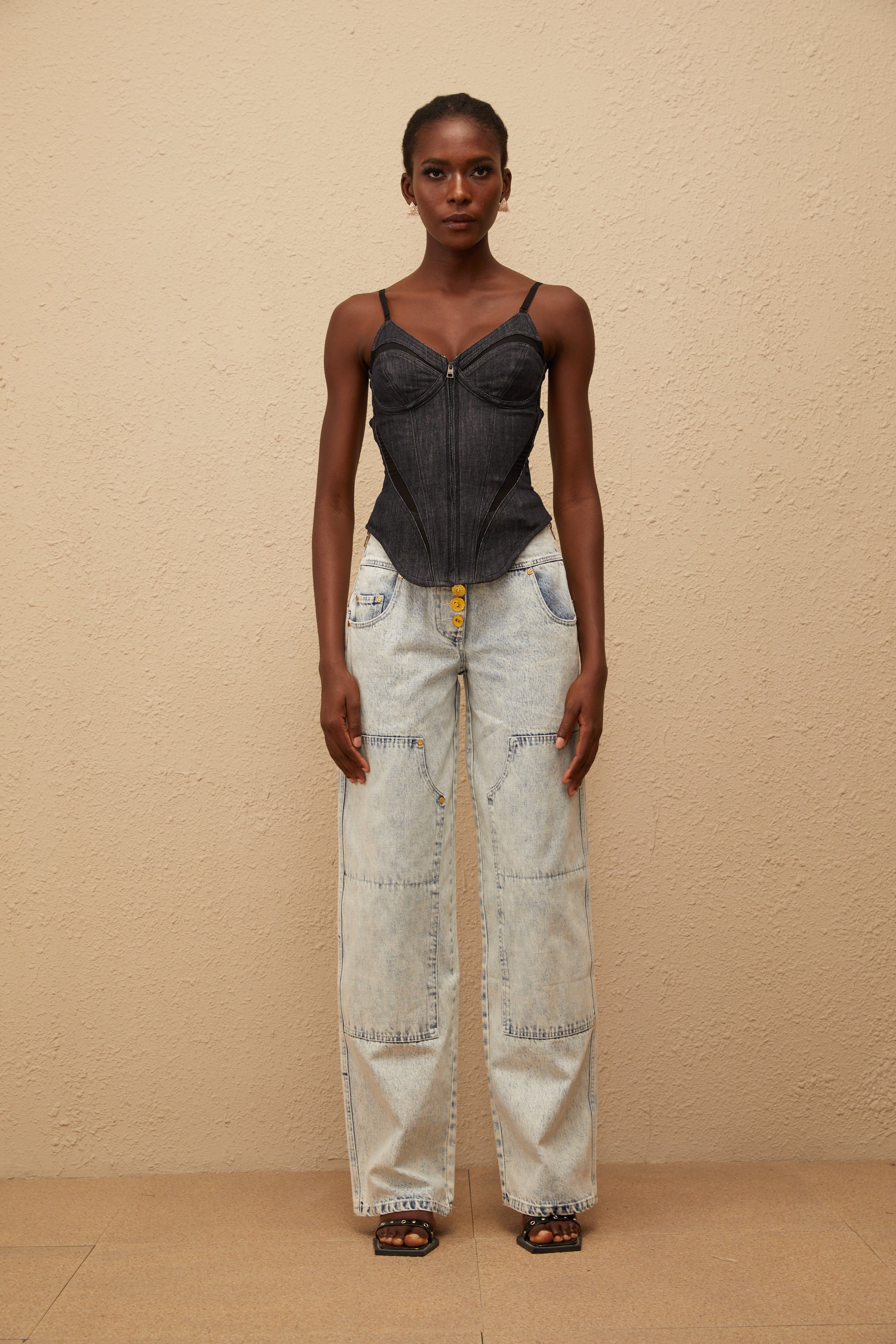 Veera Indigo Blue Bustier Denim Top
