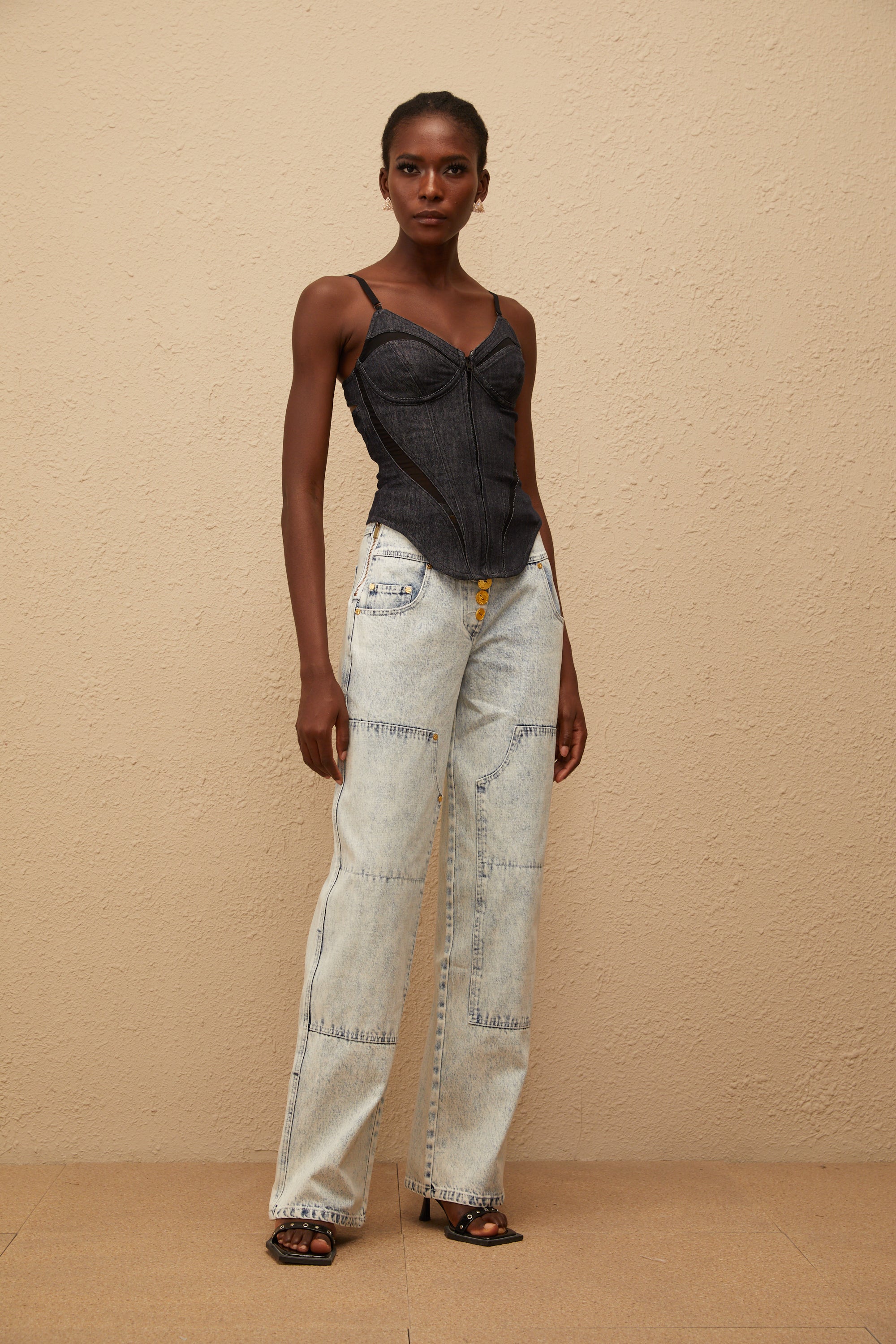 Veera Indigo Blue Bustier Denim Top