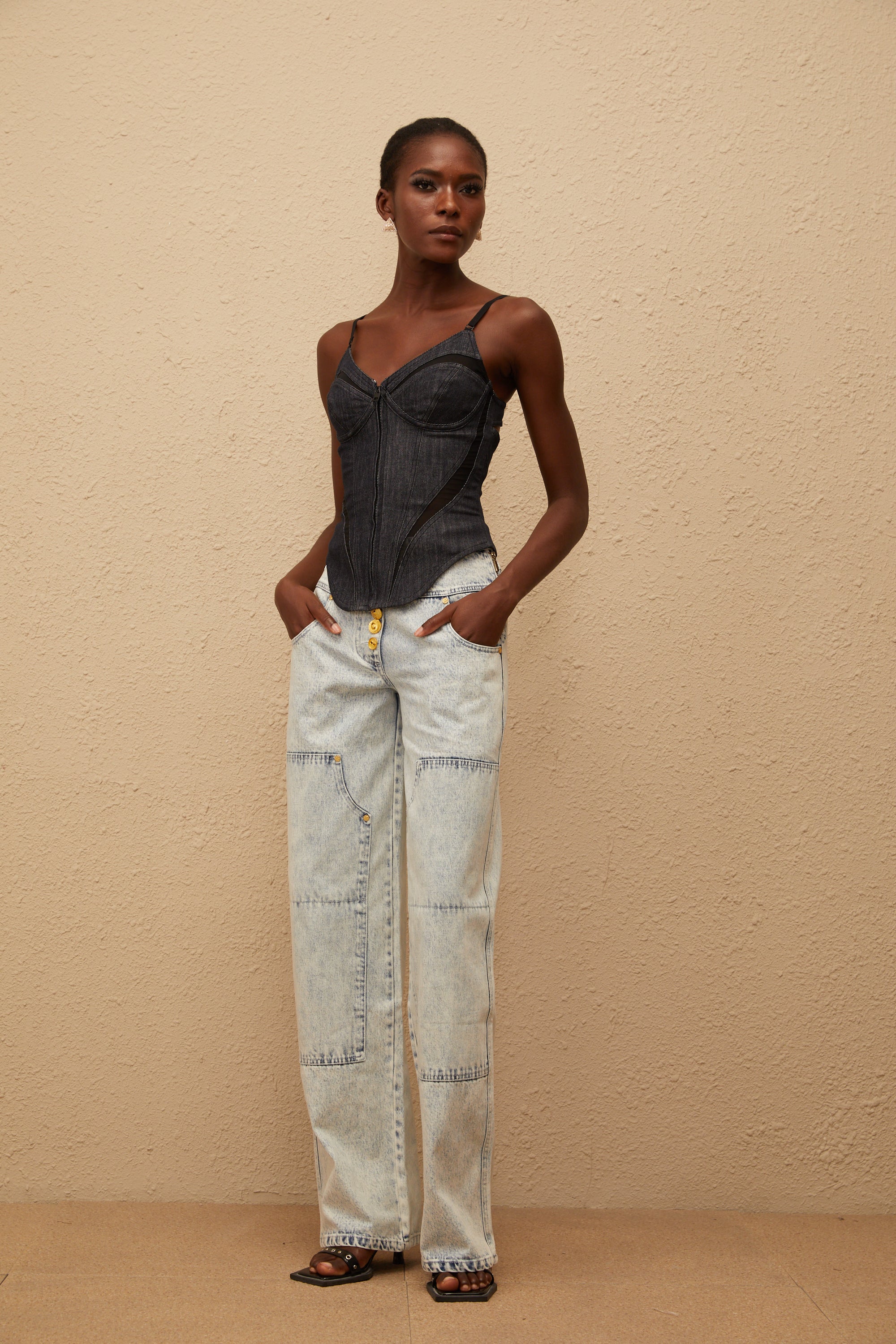 Veera Indigo Blue Bustier Denim Top