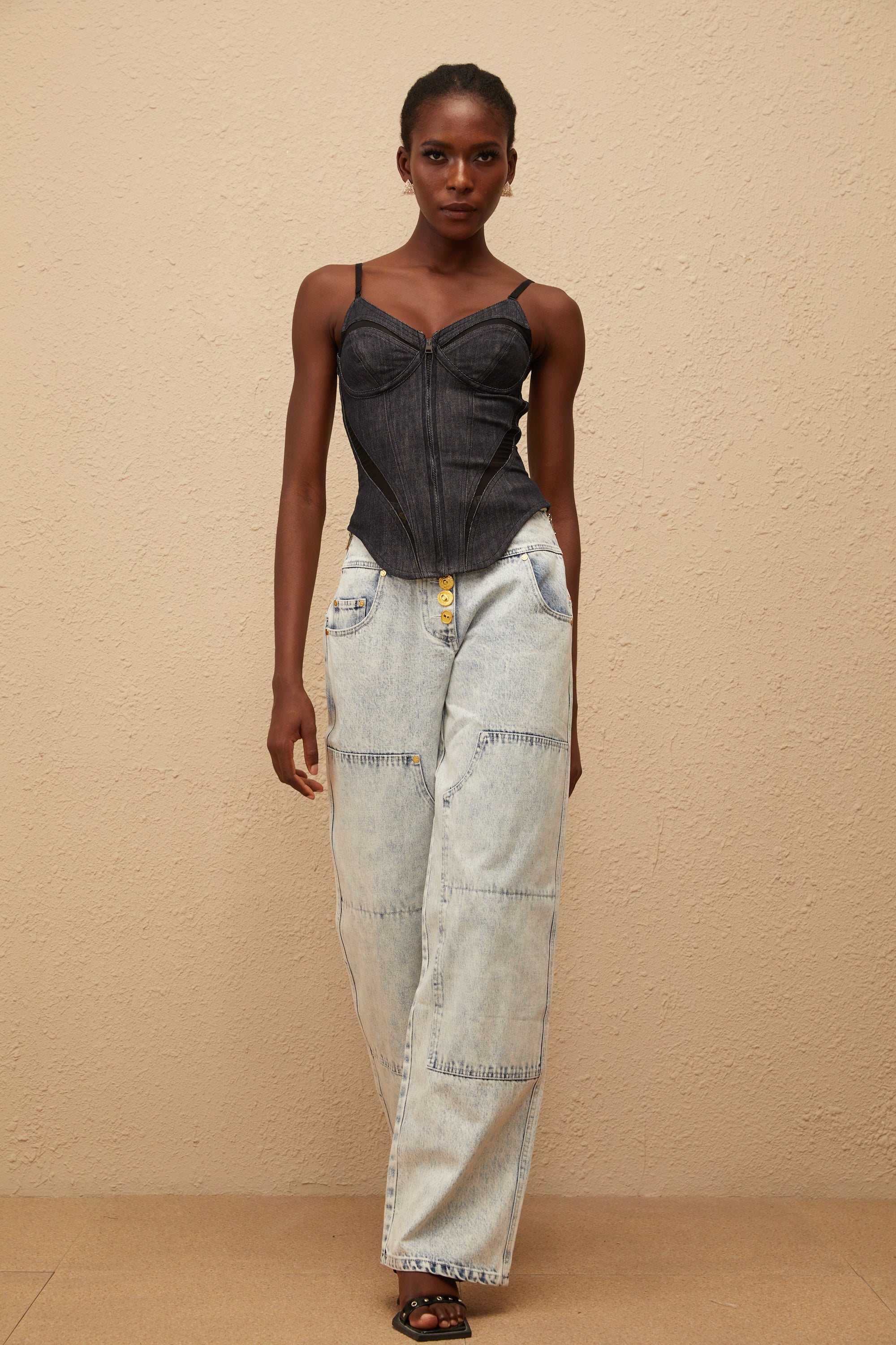 Veera Indigo Blue Bustier Denim Top