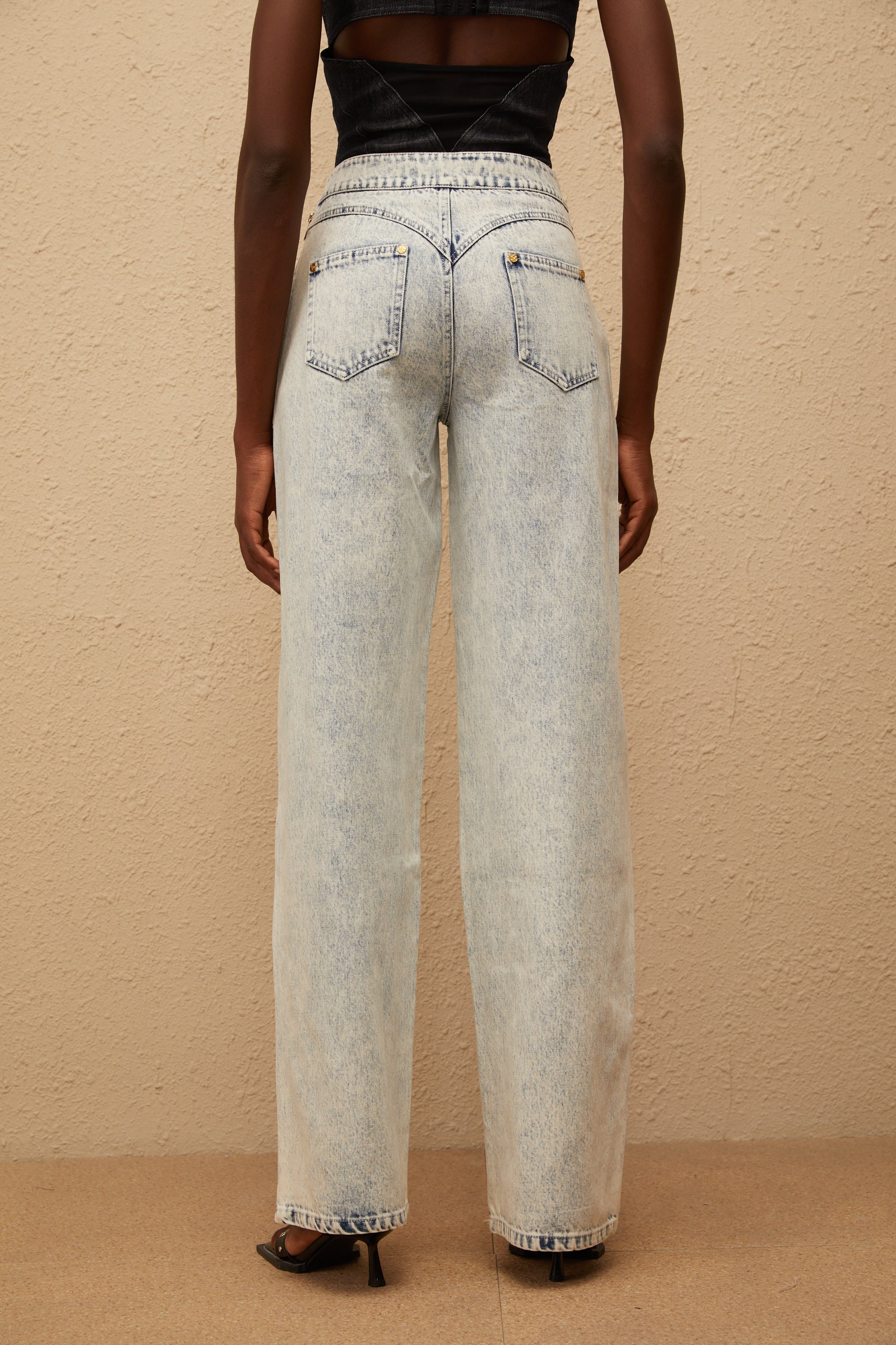 Giulia Light Blue Patchwork Cargo Jeans