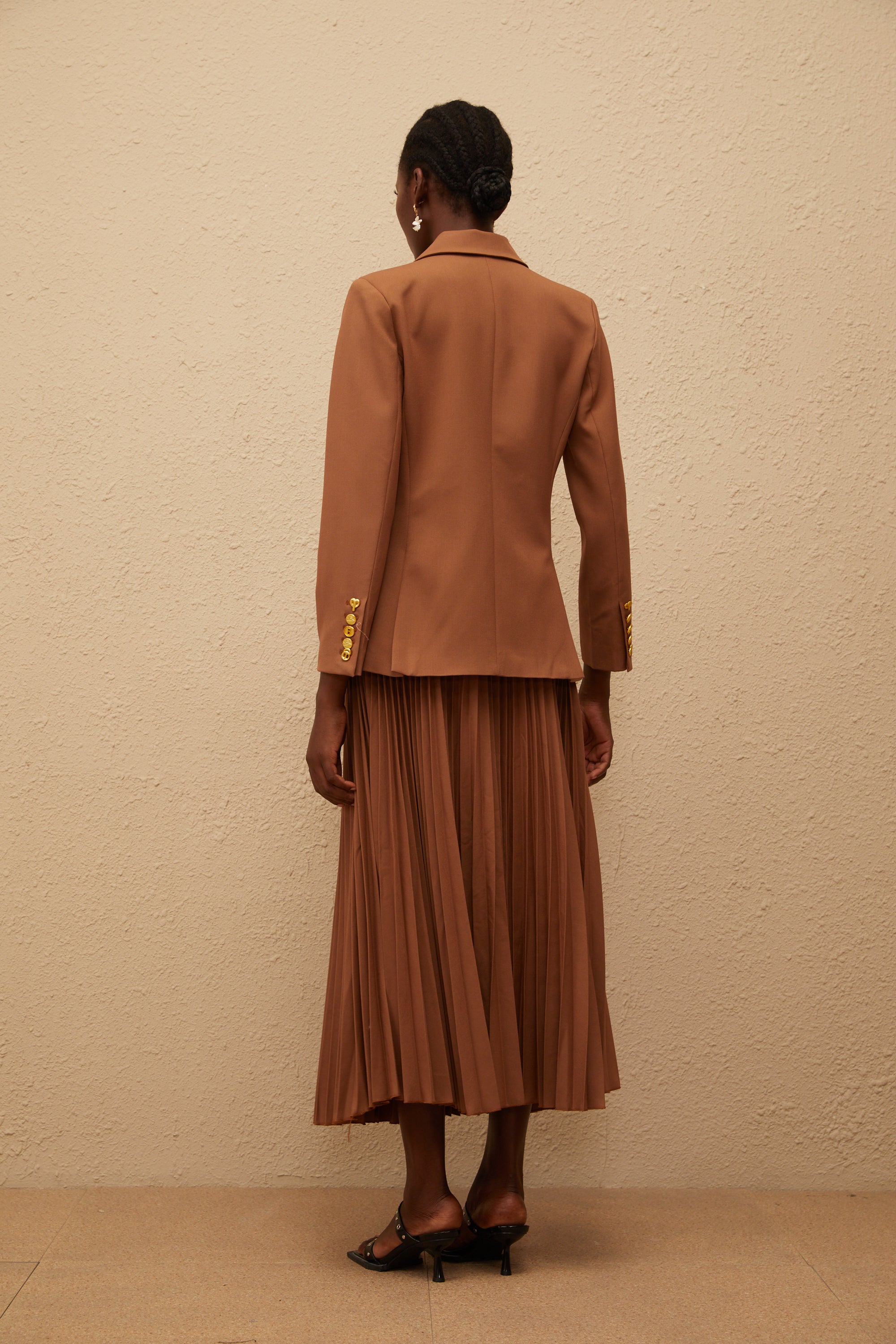 Maëlys Caramel Double Breasted Blazer & Skirt Set