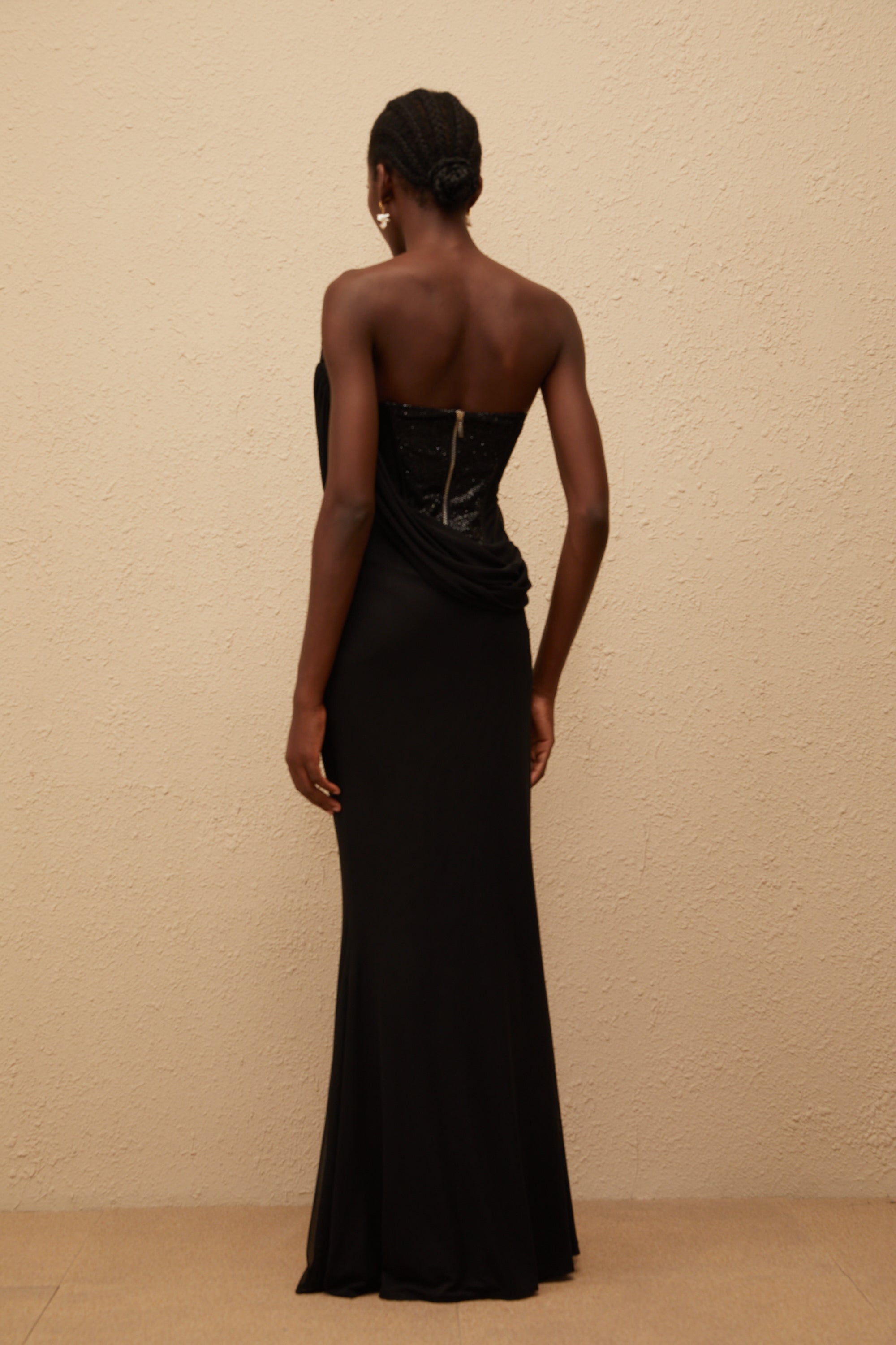 Scarlett Black Panelled Corset Maxi Dress