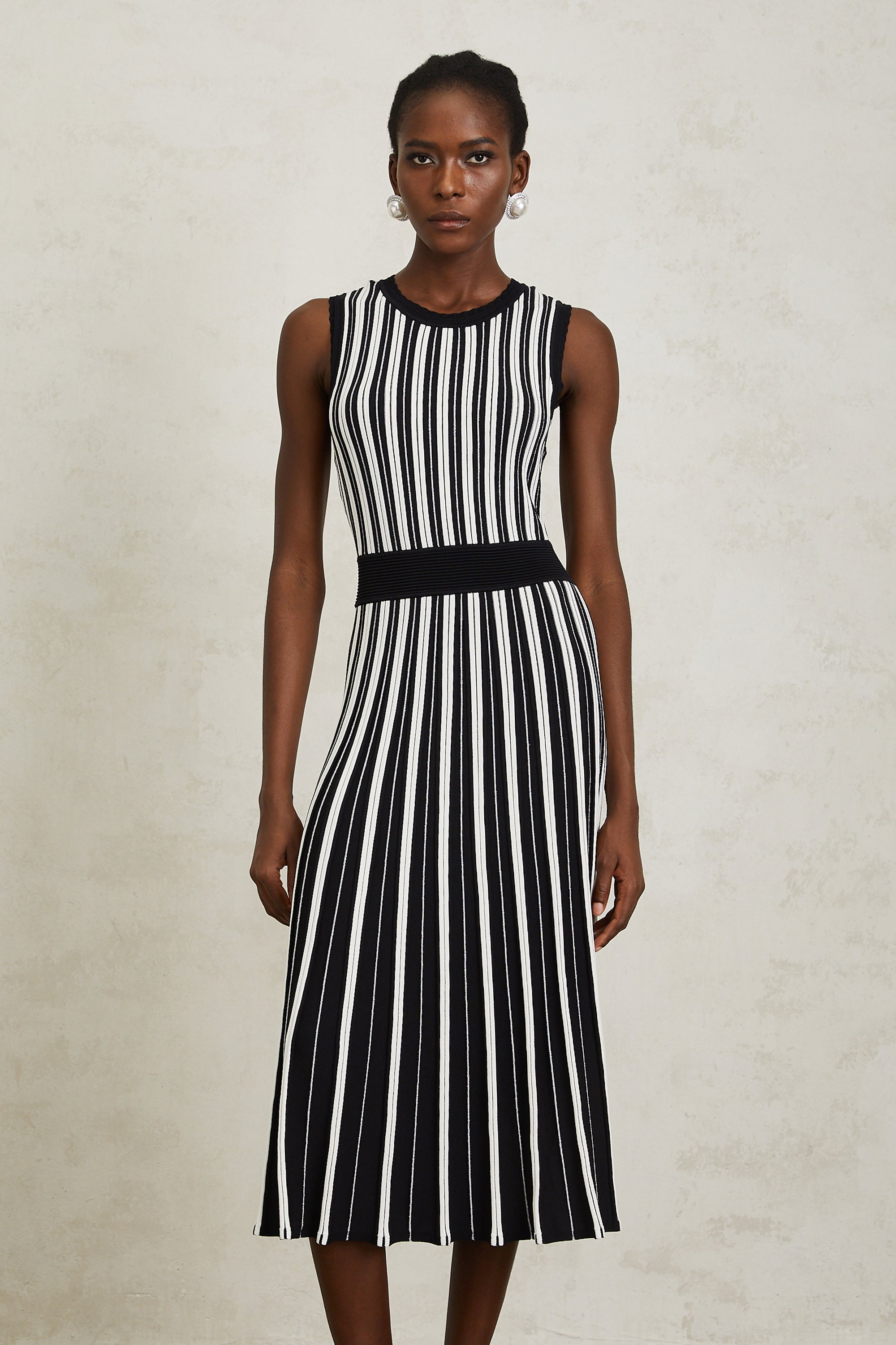 Capucine Black Vertical Striped Knit Midi Dress (Final Sale-US Only)