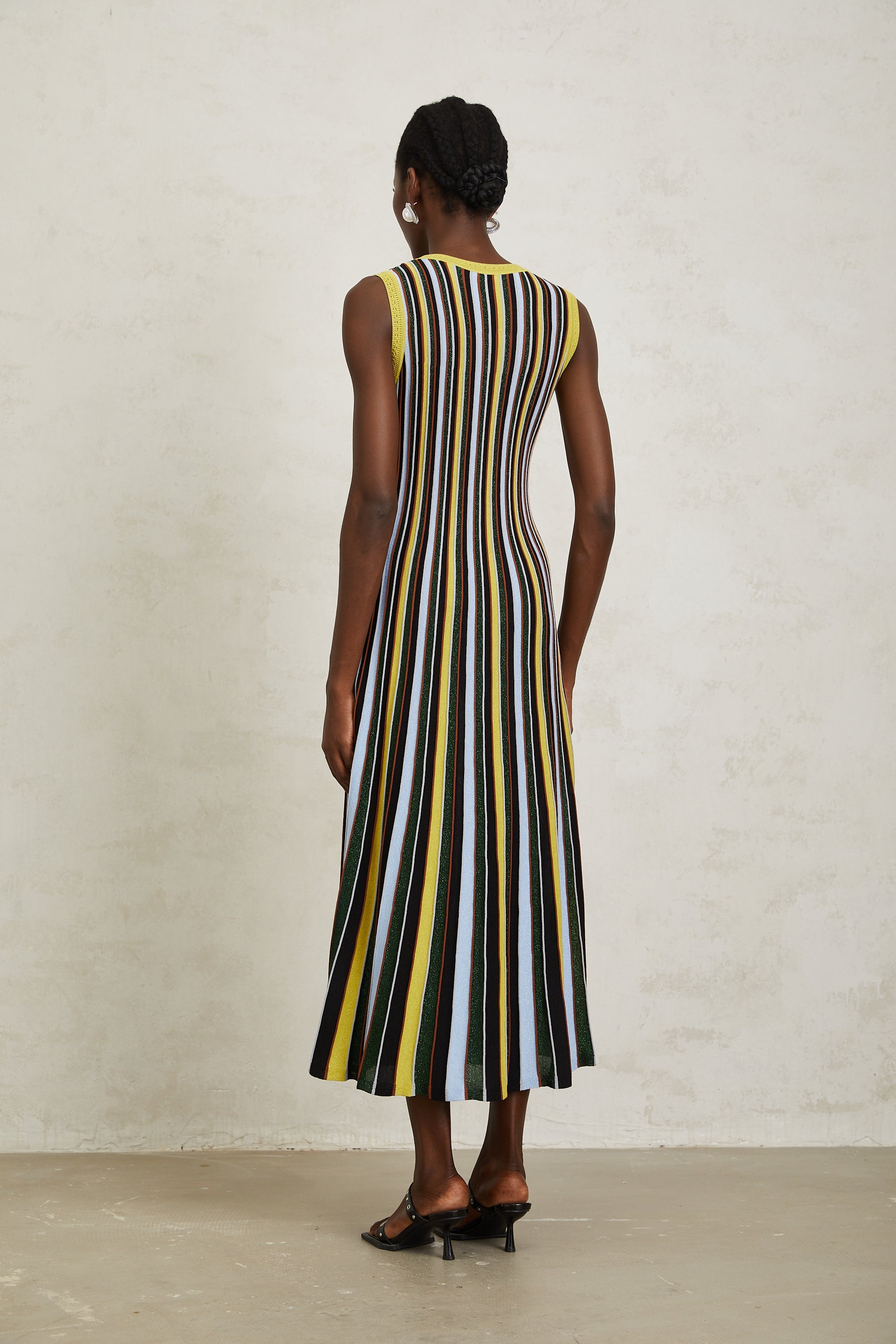 Clémence Yellow Vertical Striped Knit Midi Dress (Final Sale-US Only)