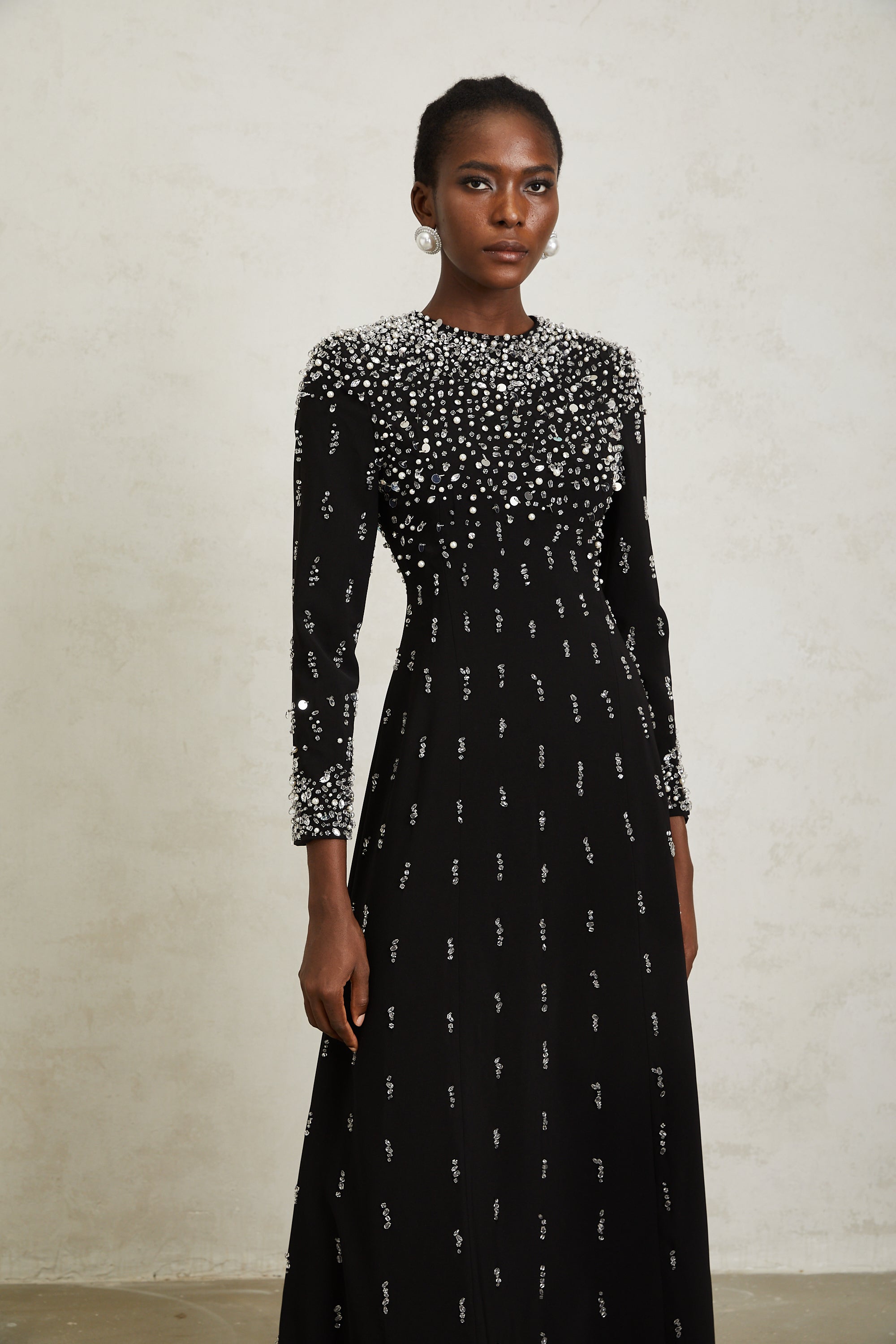 Margarita Black Embellished Maxi Dress (Final Sale-US Only)