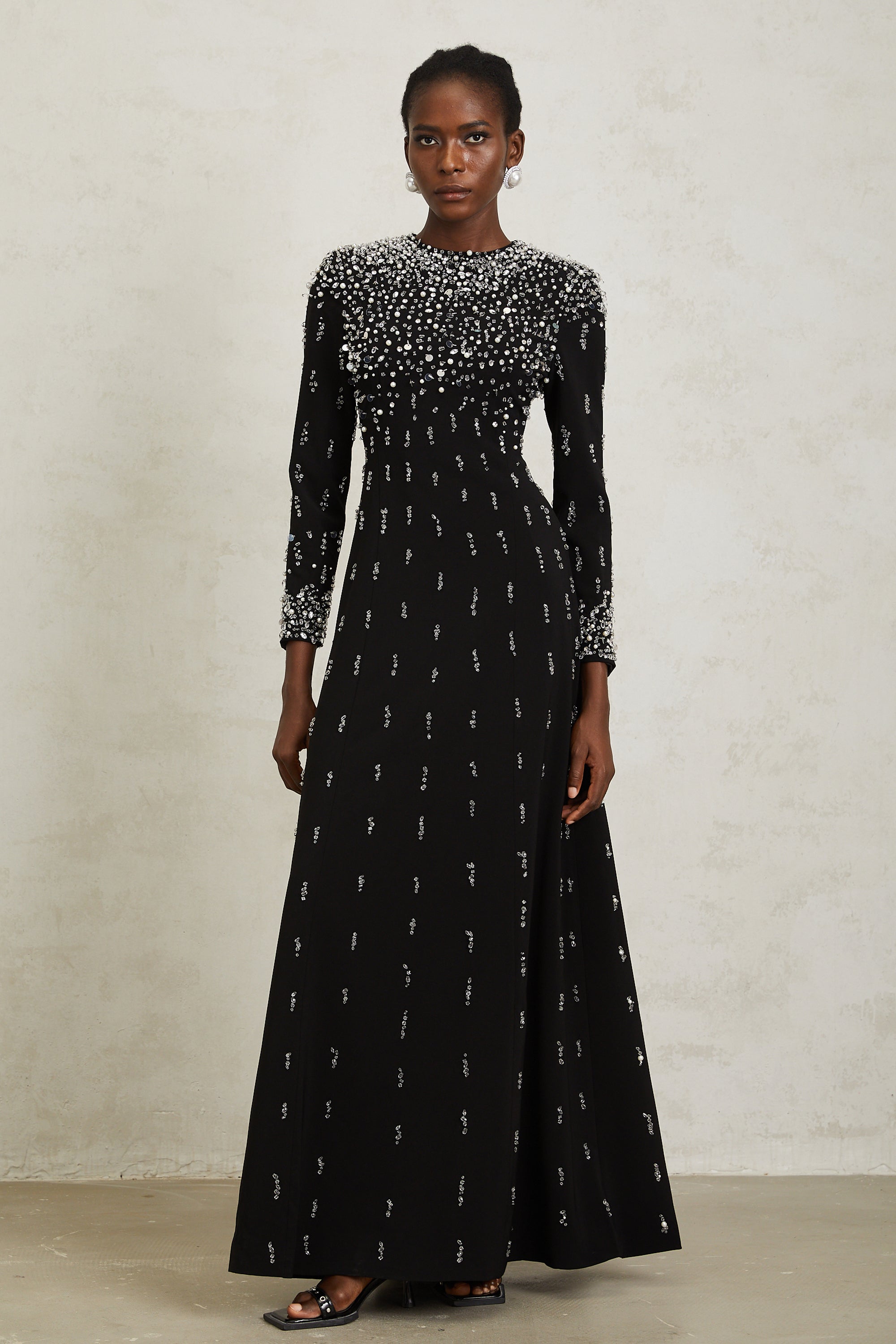 Margarita Black Embellished Maxi Dress (Final Sale-US Only)