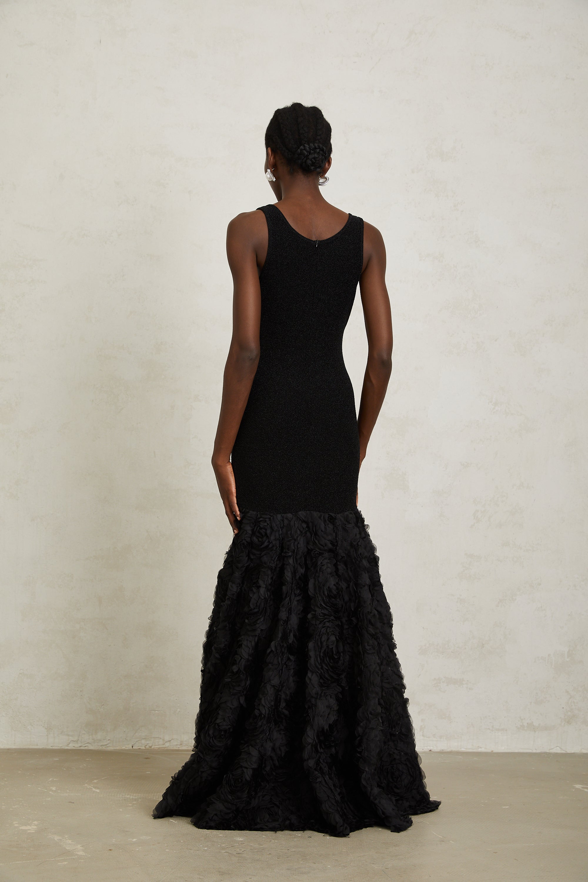 Gemma Black 3D Petal Panel Mermaid Maxi Dress (Final Sale-US Only)