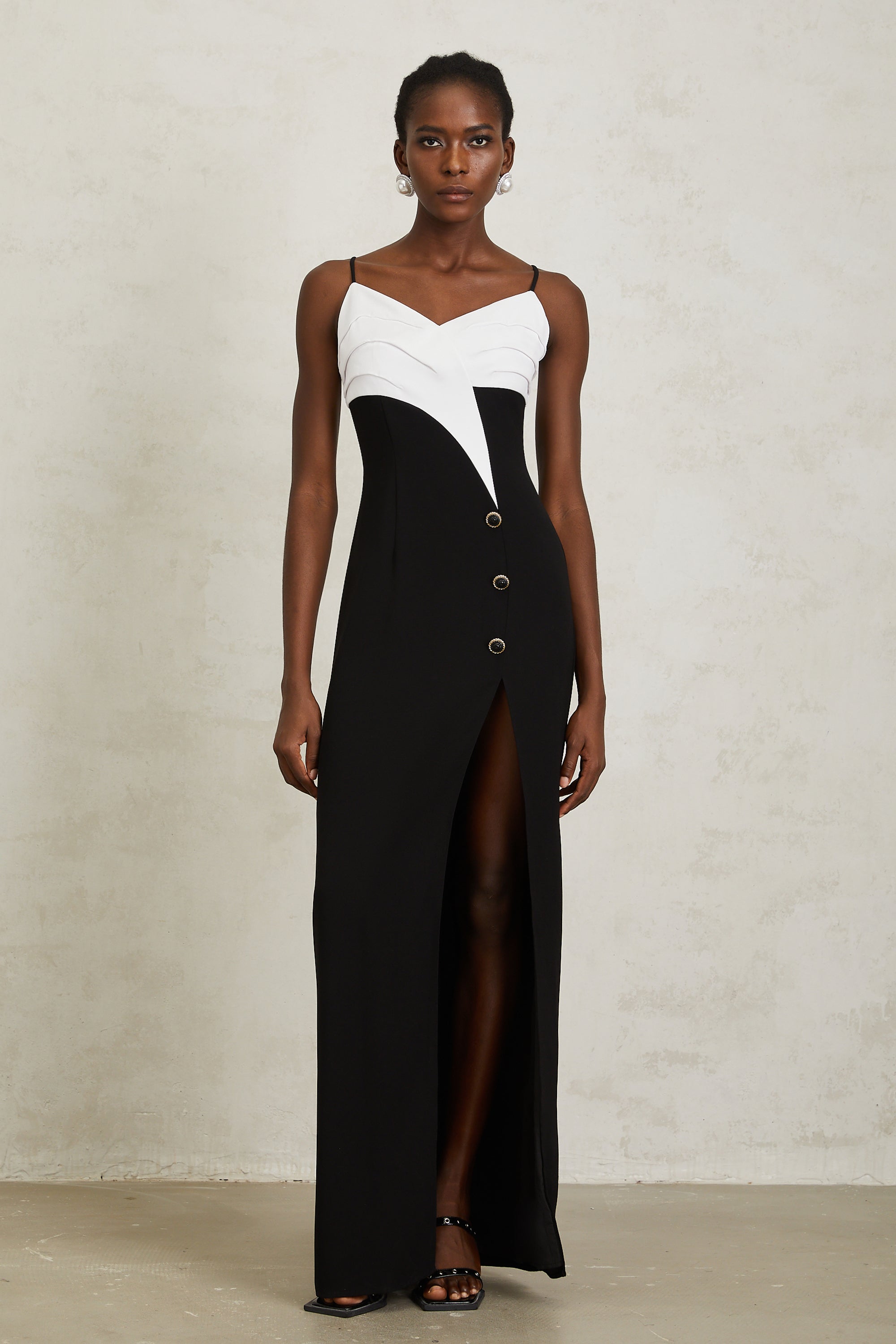 Estefanía Color Block High Slit Maxi Dress