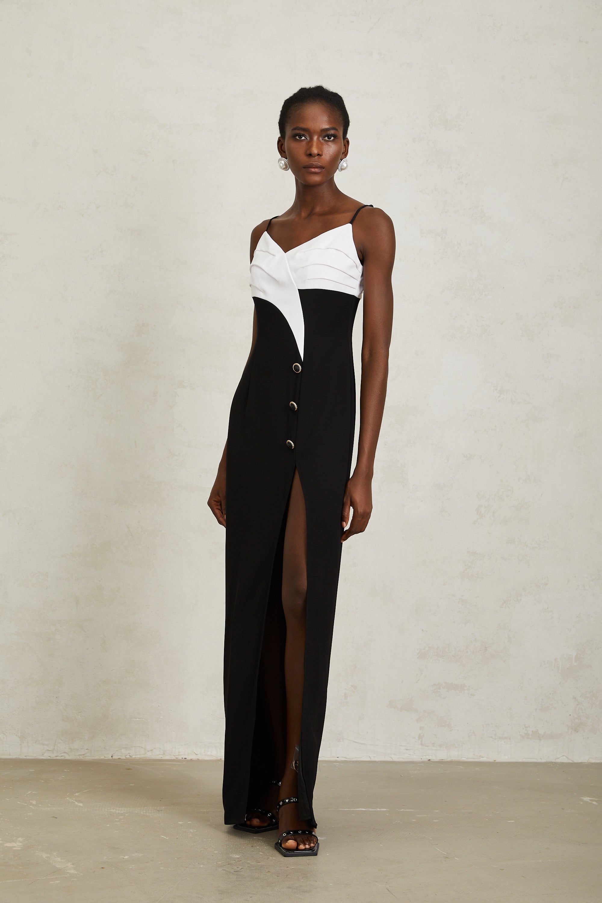 Estefanía Color Block High Slit Maxi Dress
