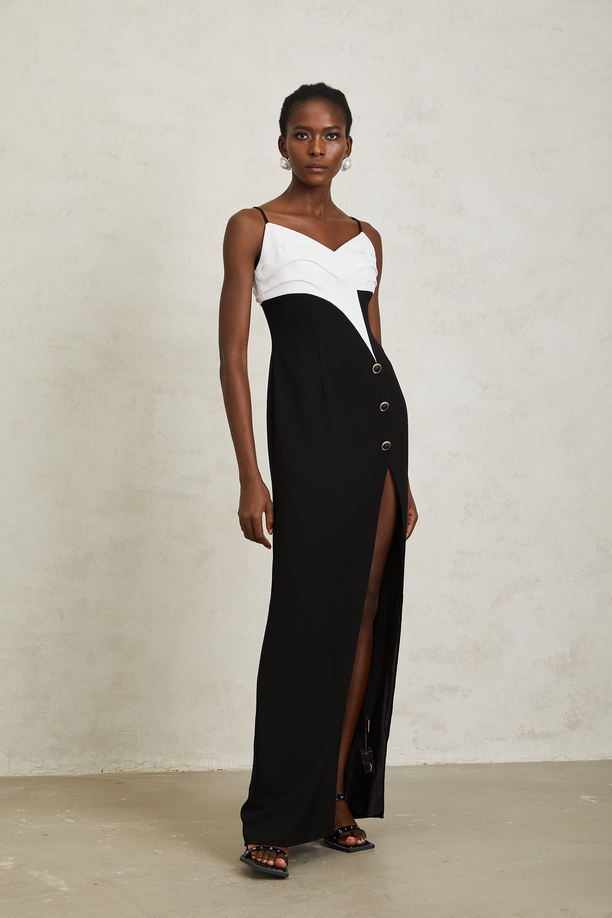 Estefanía Color Block High Slit Maxi Dress