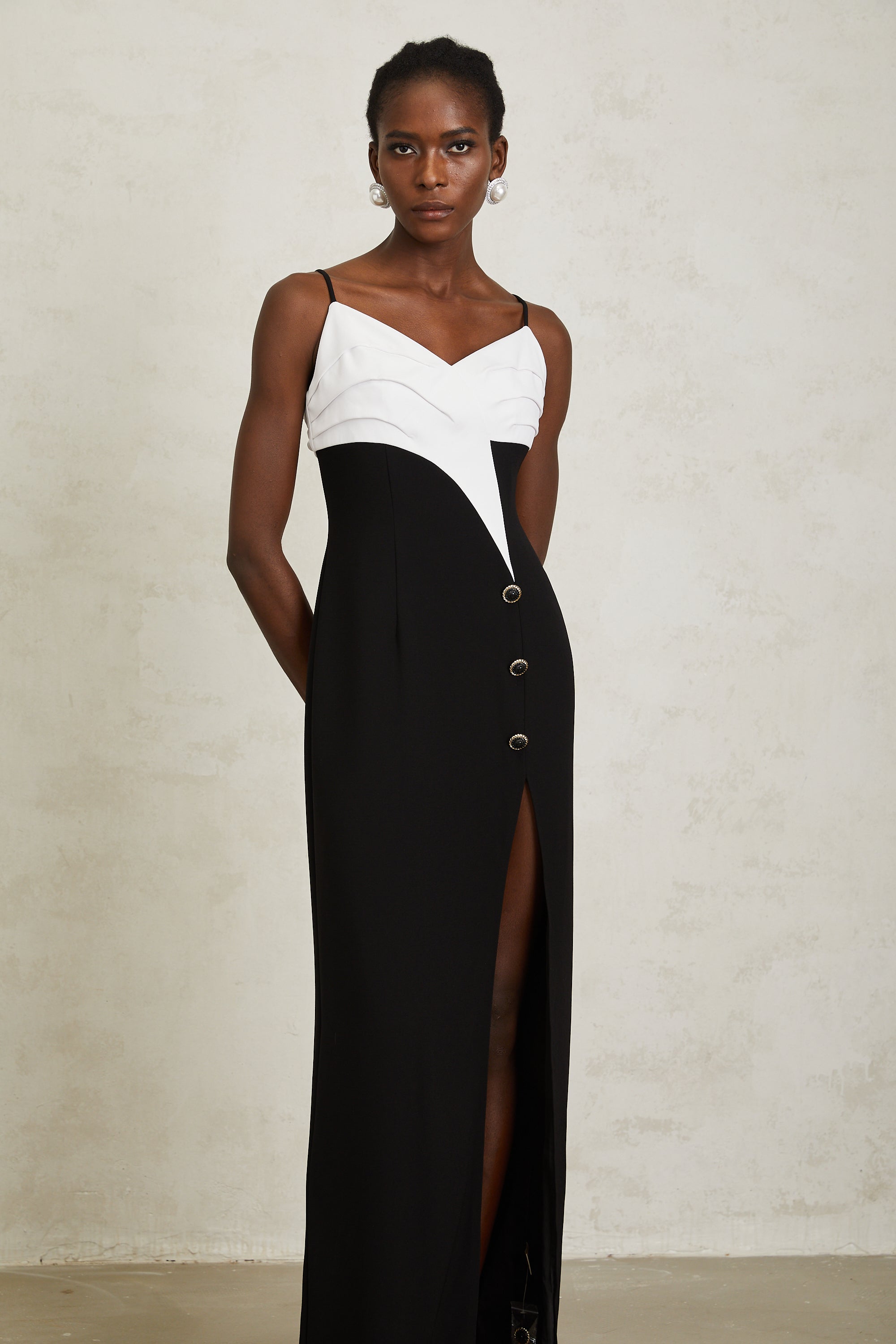 Estefanía Color Block High Slit Maxi Dress