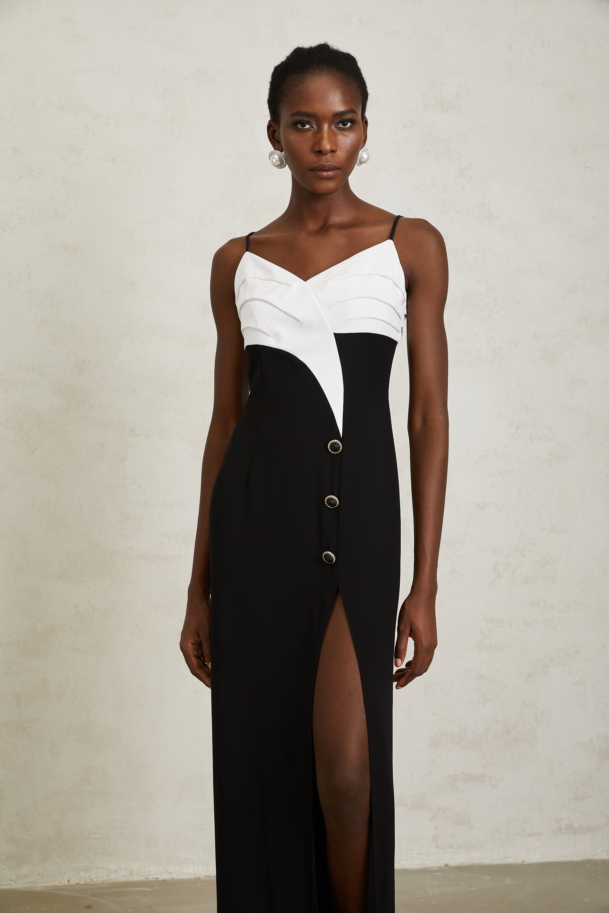Estefanía Color Block High Slit Maxi Dress