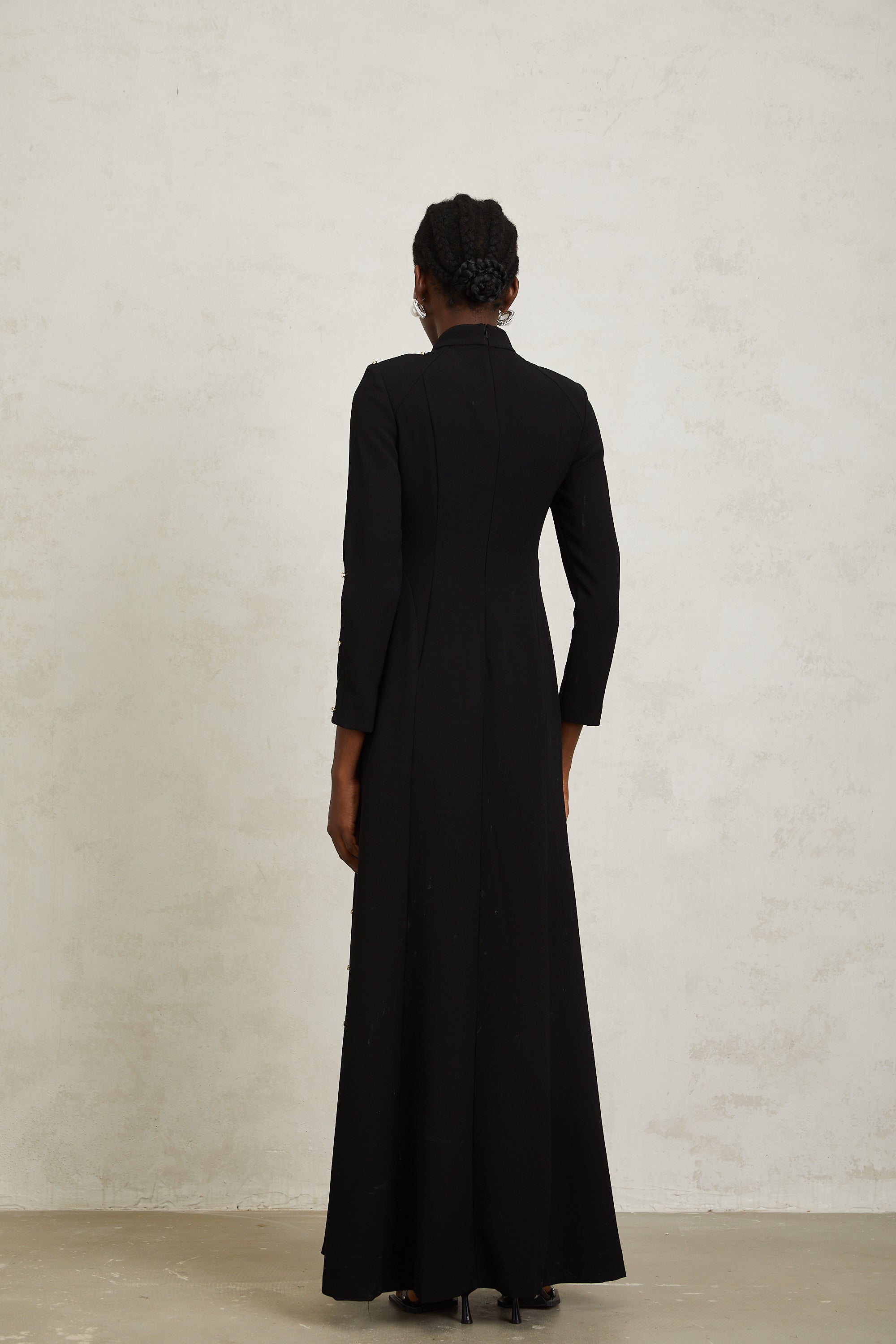 Fátima Black Rhinestone Cut Out Maxi Dress