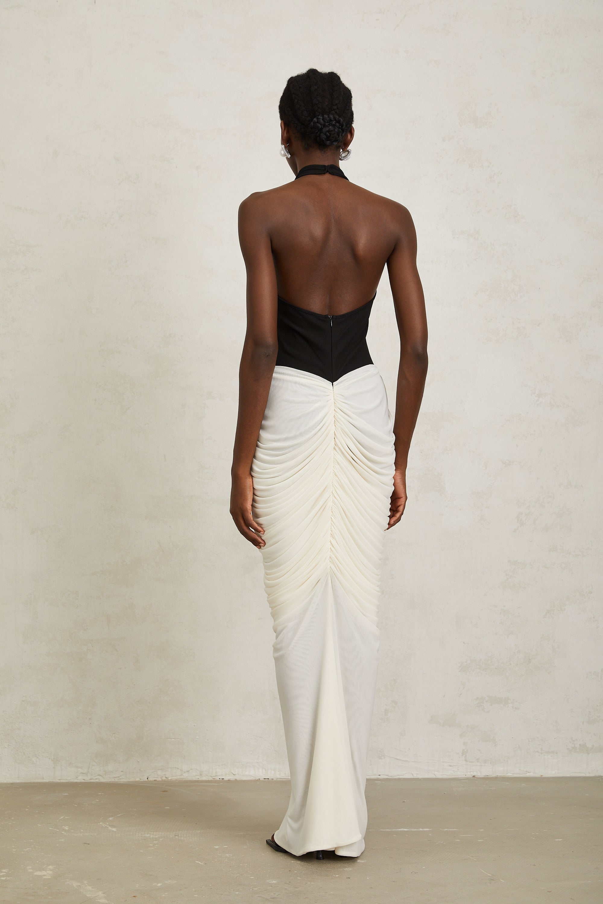 Jade Black Ruched Halterneck Maxi Bodycon Dress