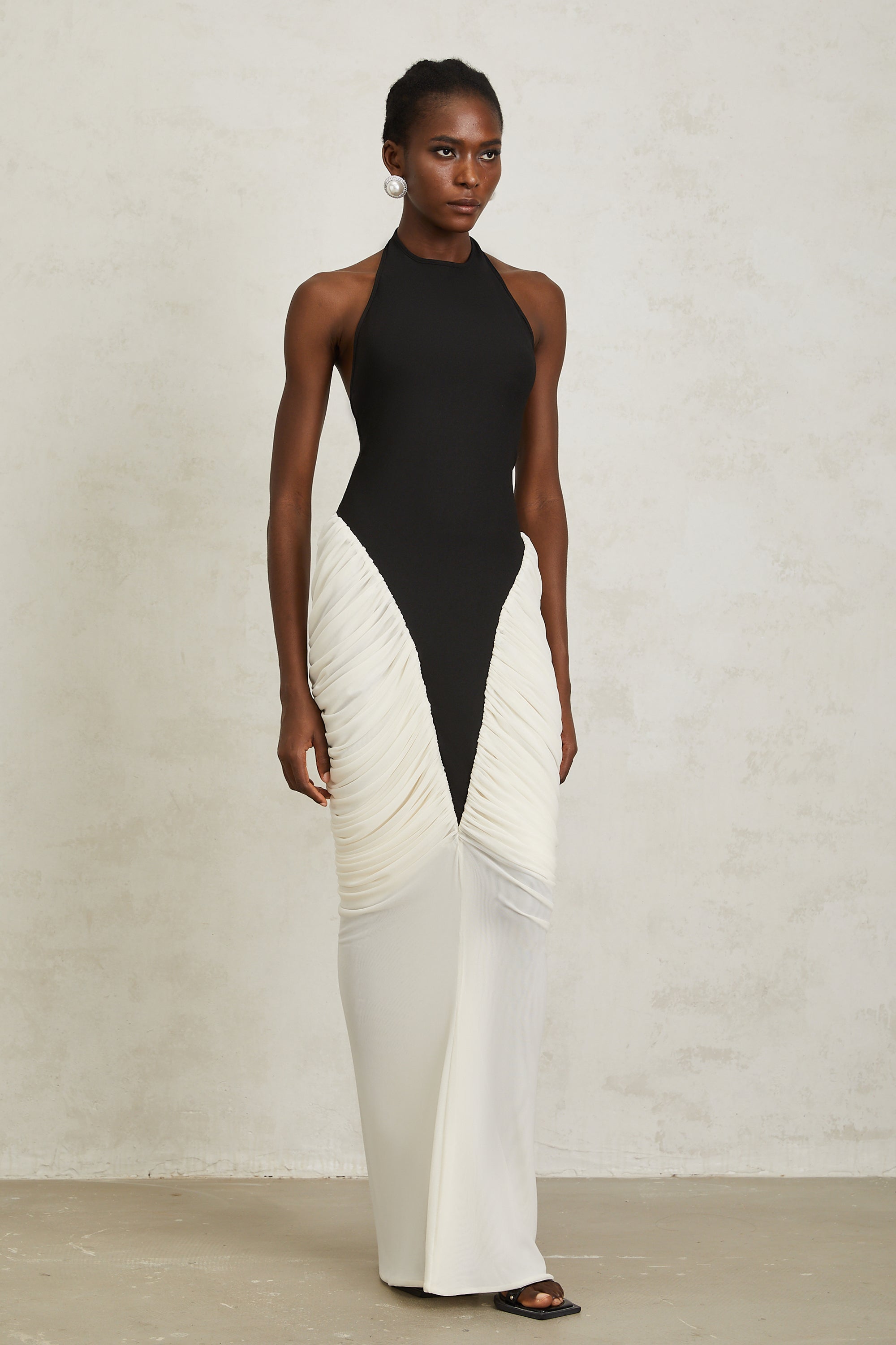 Jade Black Ruched Halterneck Maxi Bodycon Dress (Final Sale-US Only)