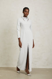 Magdalena Light Grey Crystal Embellished Maxi Dress
