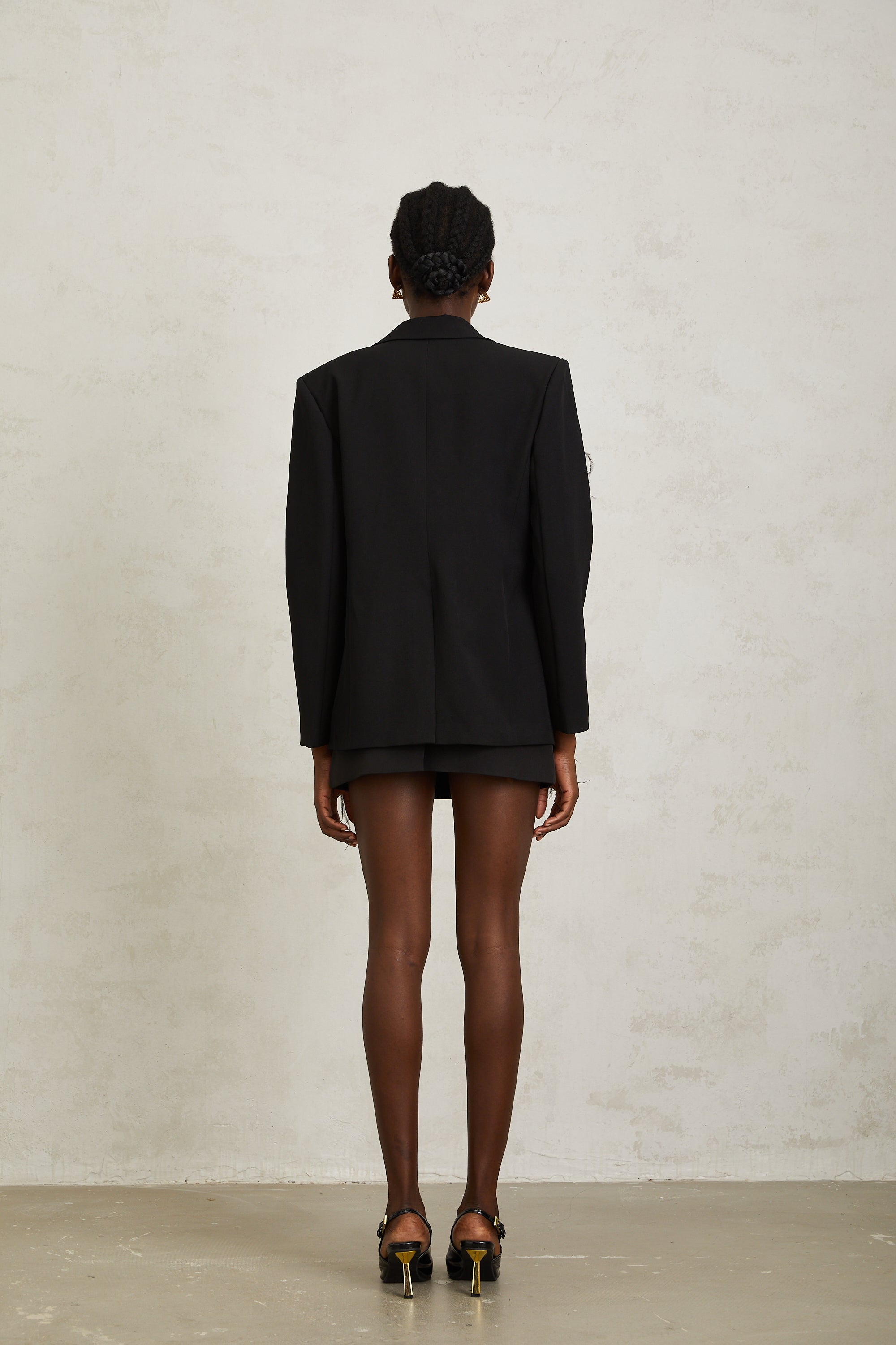 Jimena Black Feather Panel Blazer