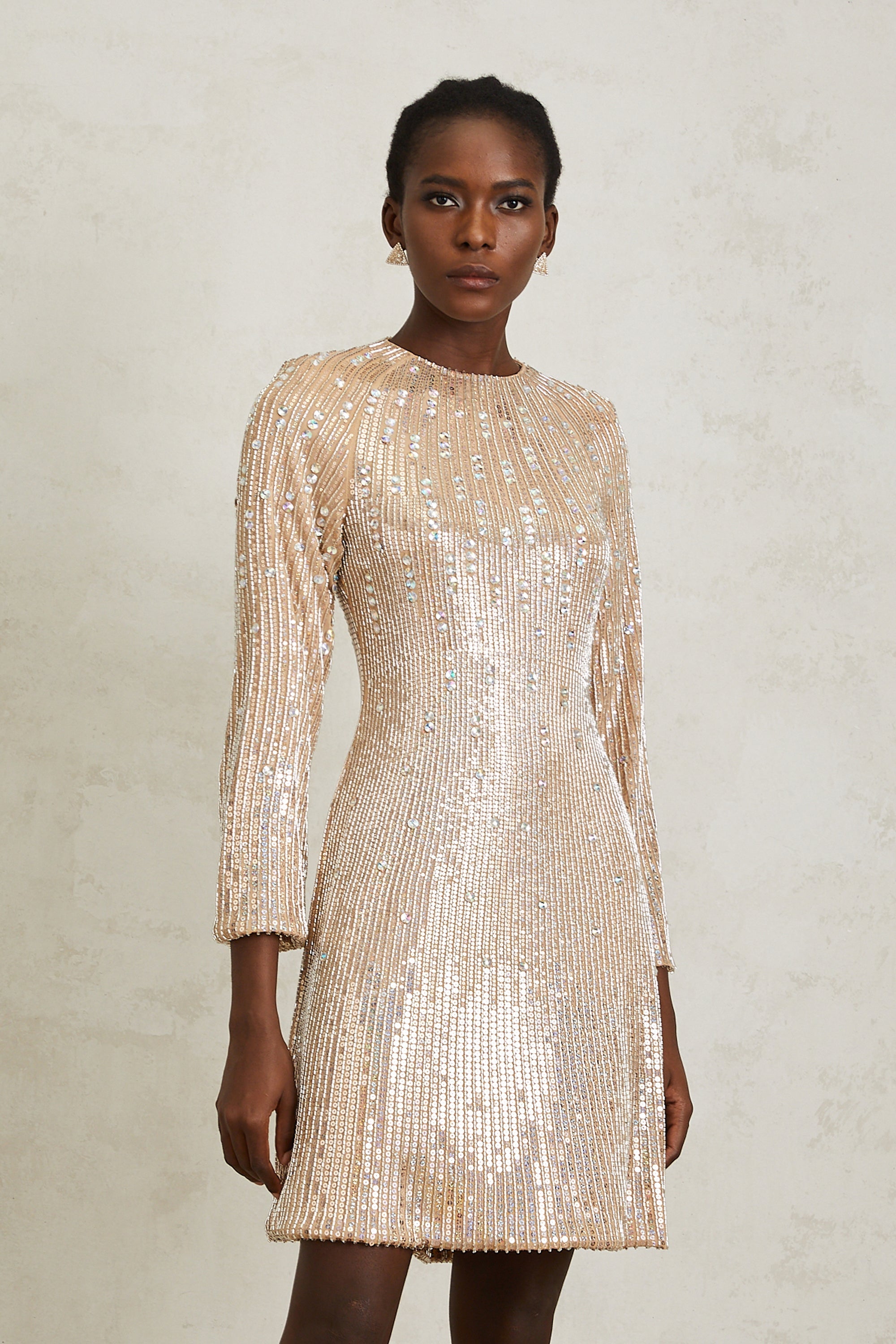 Concha Neutral Sequined Mini Dress (Final Sale-US Only)