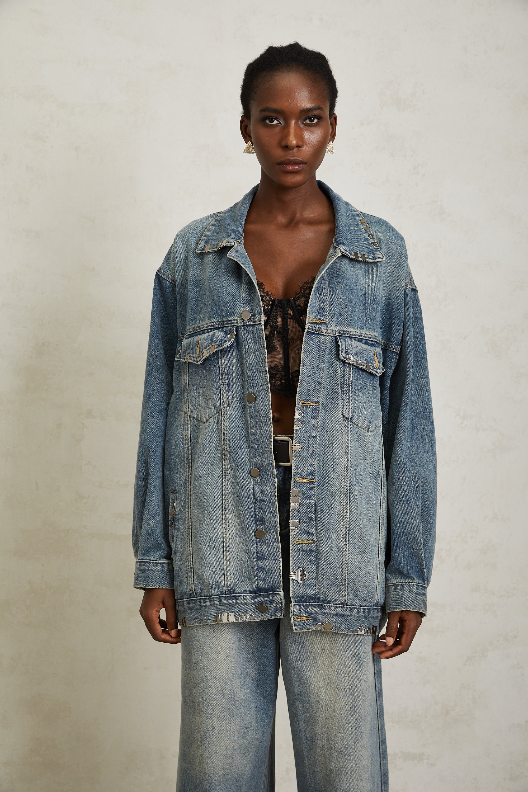 Mila Blue Paillette Embellished Denim Jacket