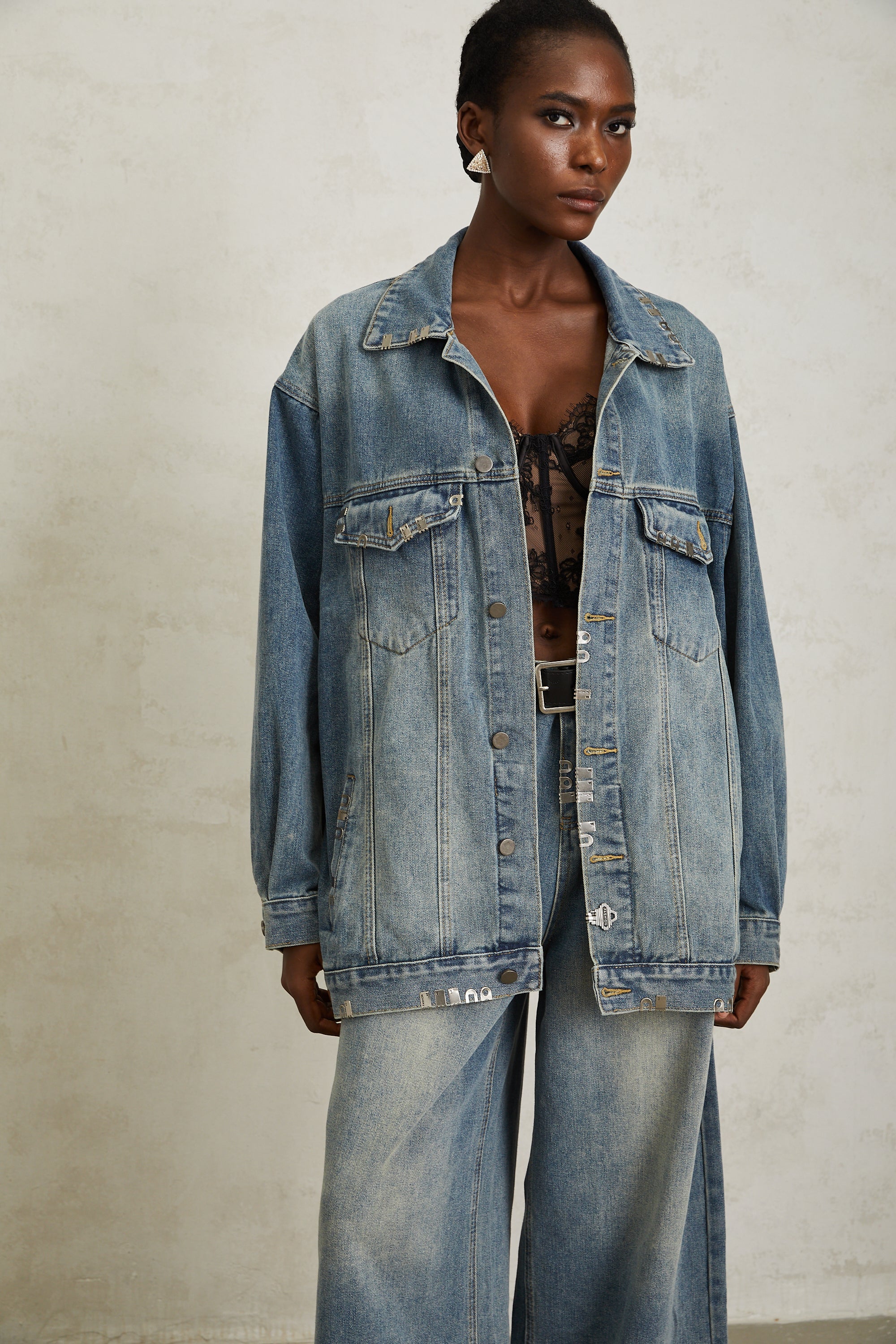 Mila Blue Paillette Embellished Denim Jacket