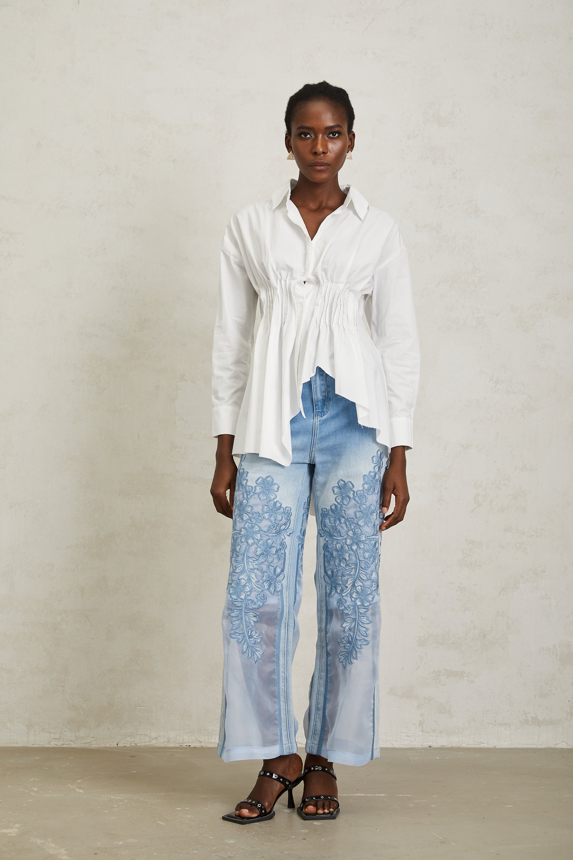 Valentina White Asymmetrical Pleated Shirt