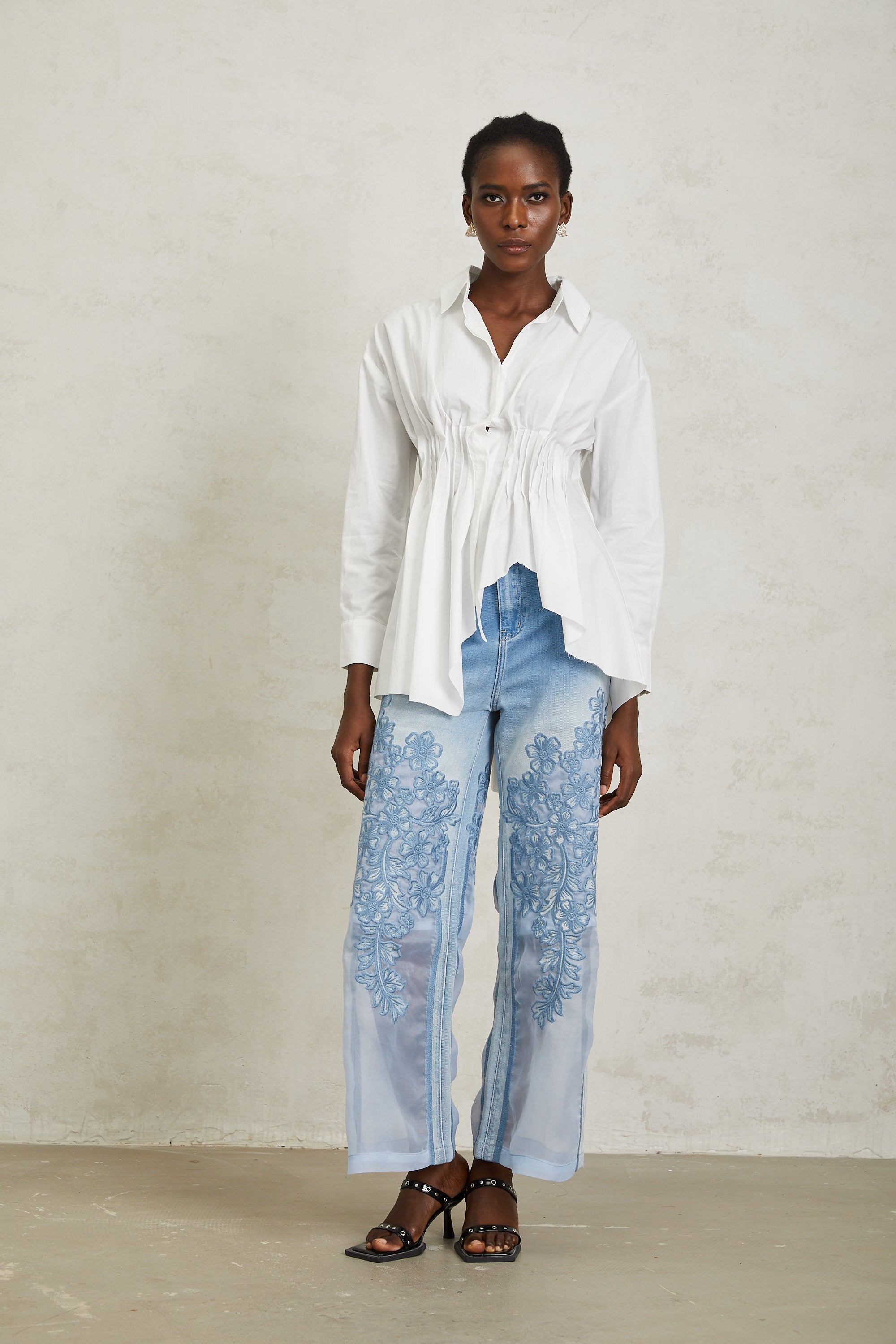 Valentina White Asymmetrical Pleated Shirt