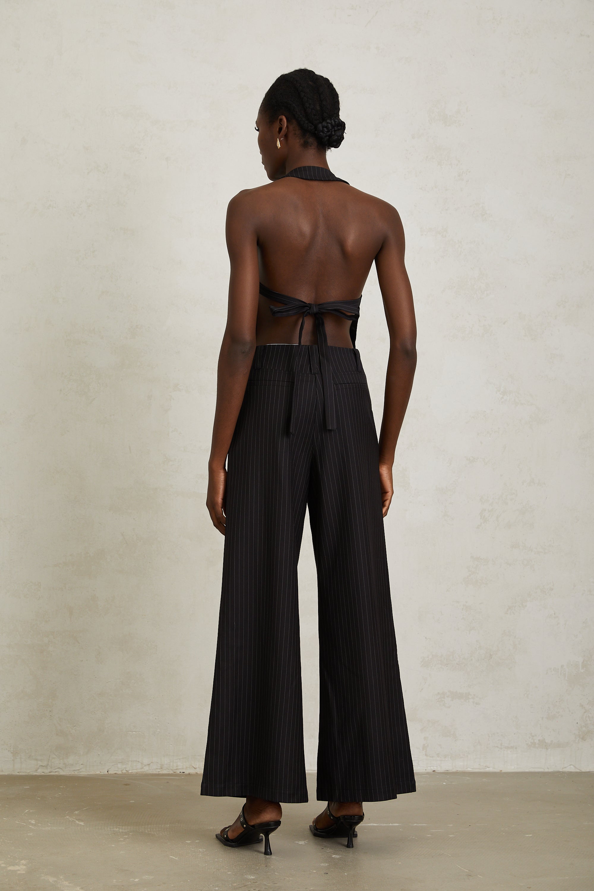 Octavie Black Vertical Striped Top & Trousers Set