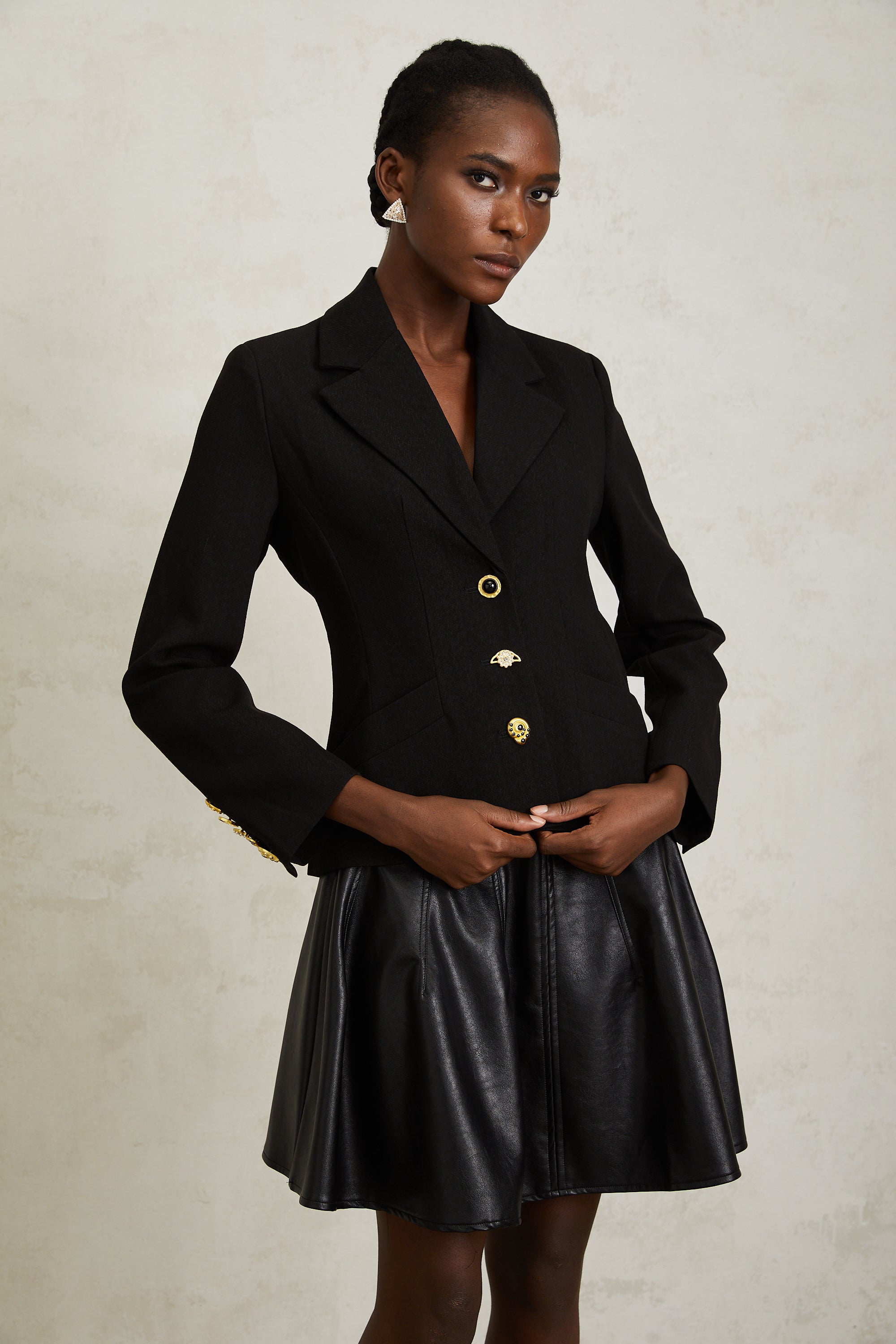 Sabine Black Lace Up Blazer (Final Sale-US Only)