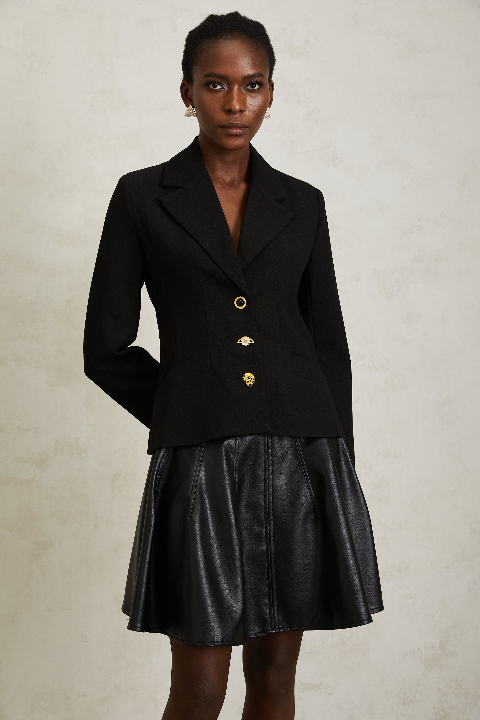 Sabine Black Lace Up Blazer (Final Sale-US Only)