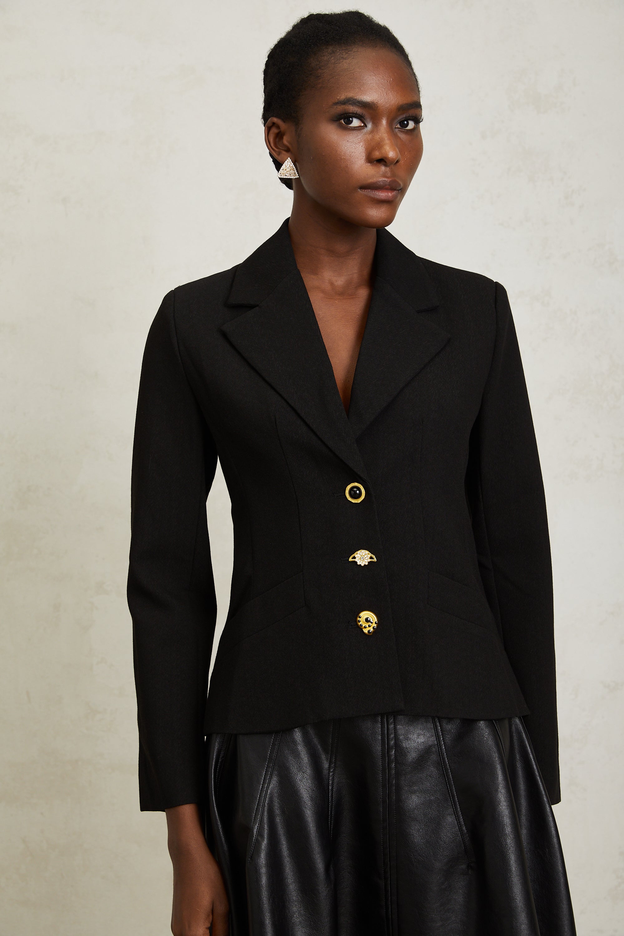 Sabine Black Lace Up Blazer (Final Sale-US Only)