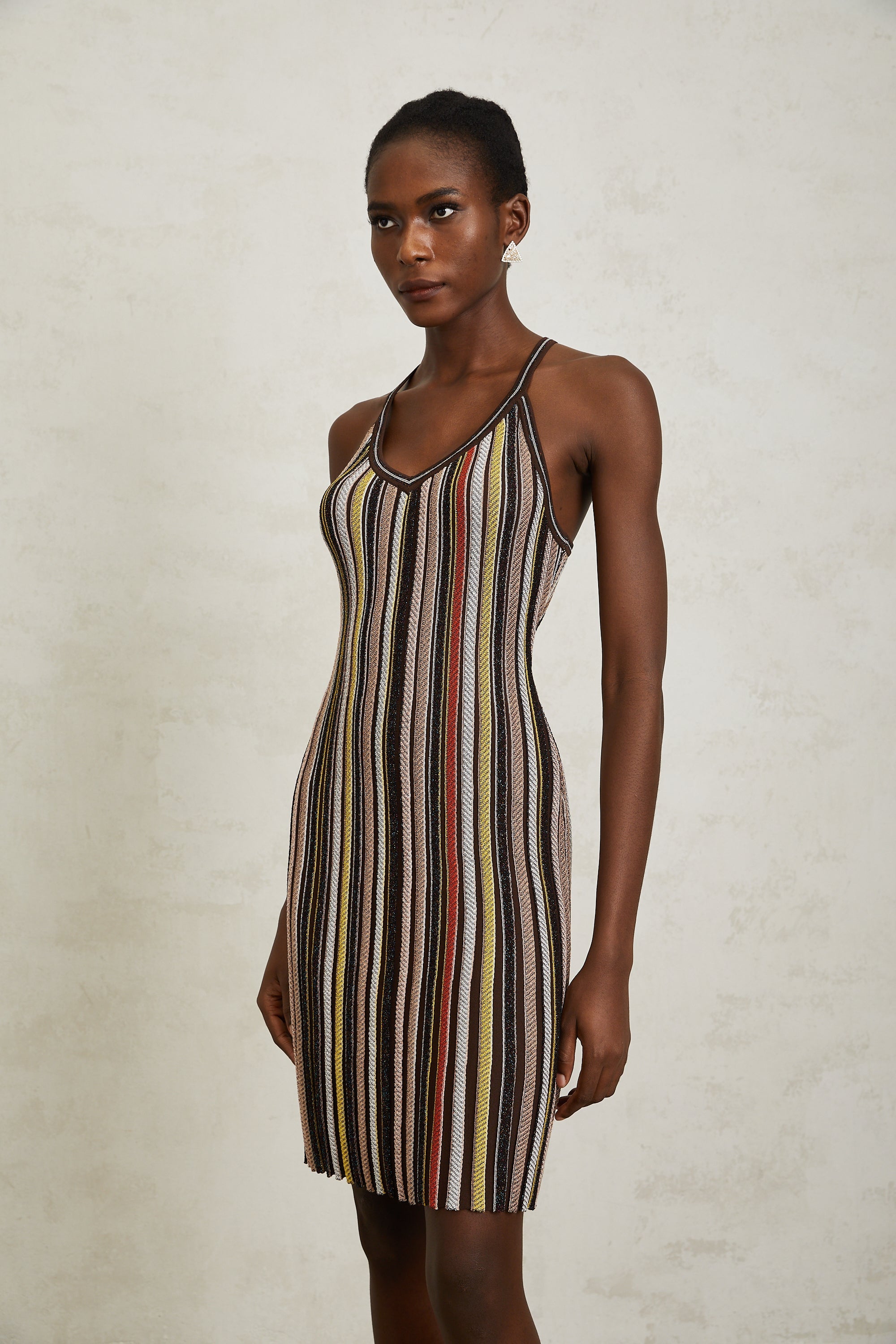 Harper Brown Striped Knit Mini Dress