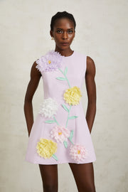 Véronique Purple 3D Petal Sleeveless Mini Dress - purple