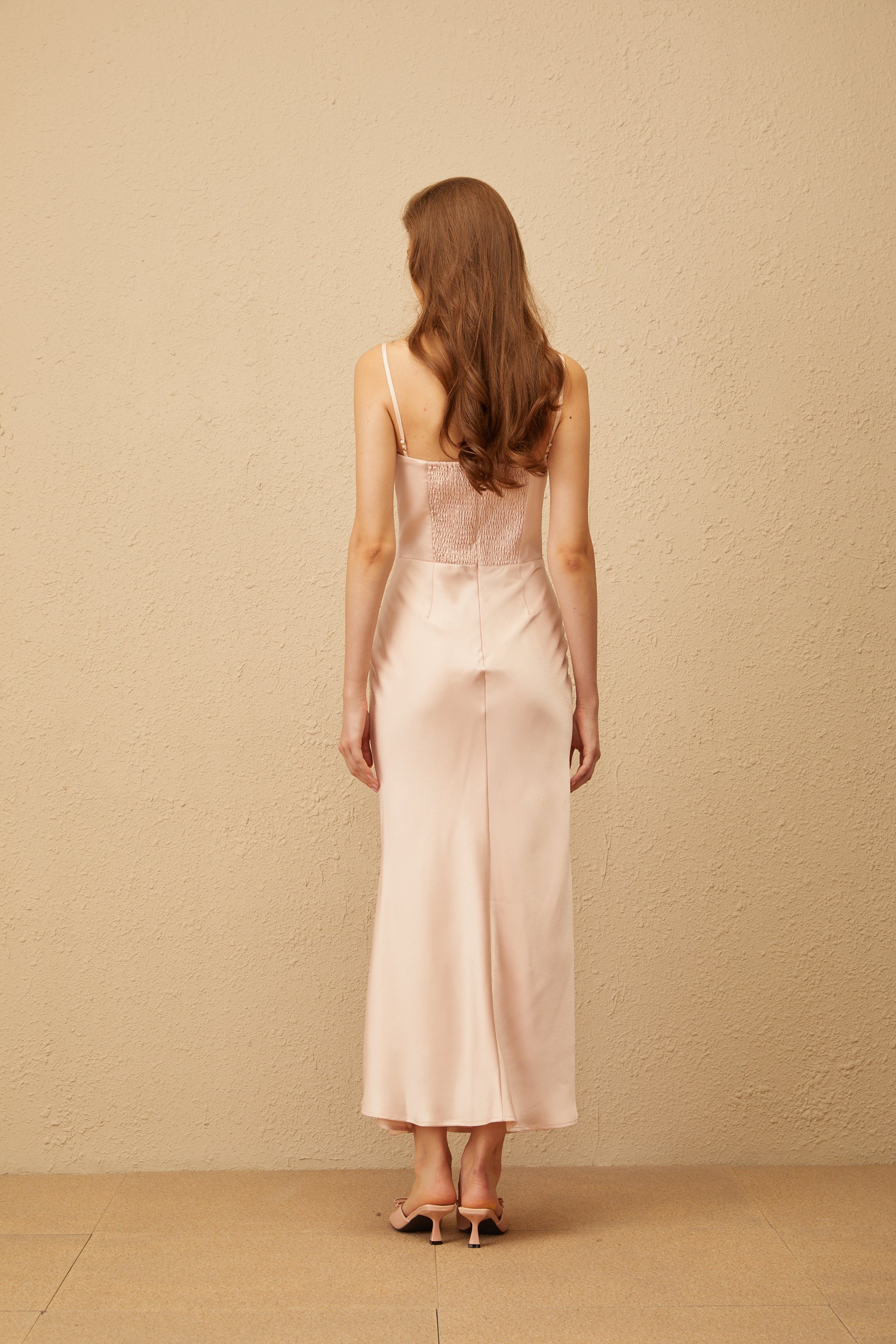 Paige Pink Lace Trim Satin Maxi Dress (Final Sale)